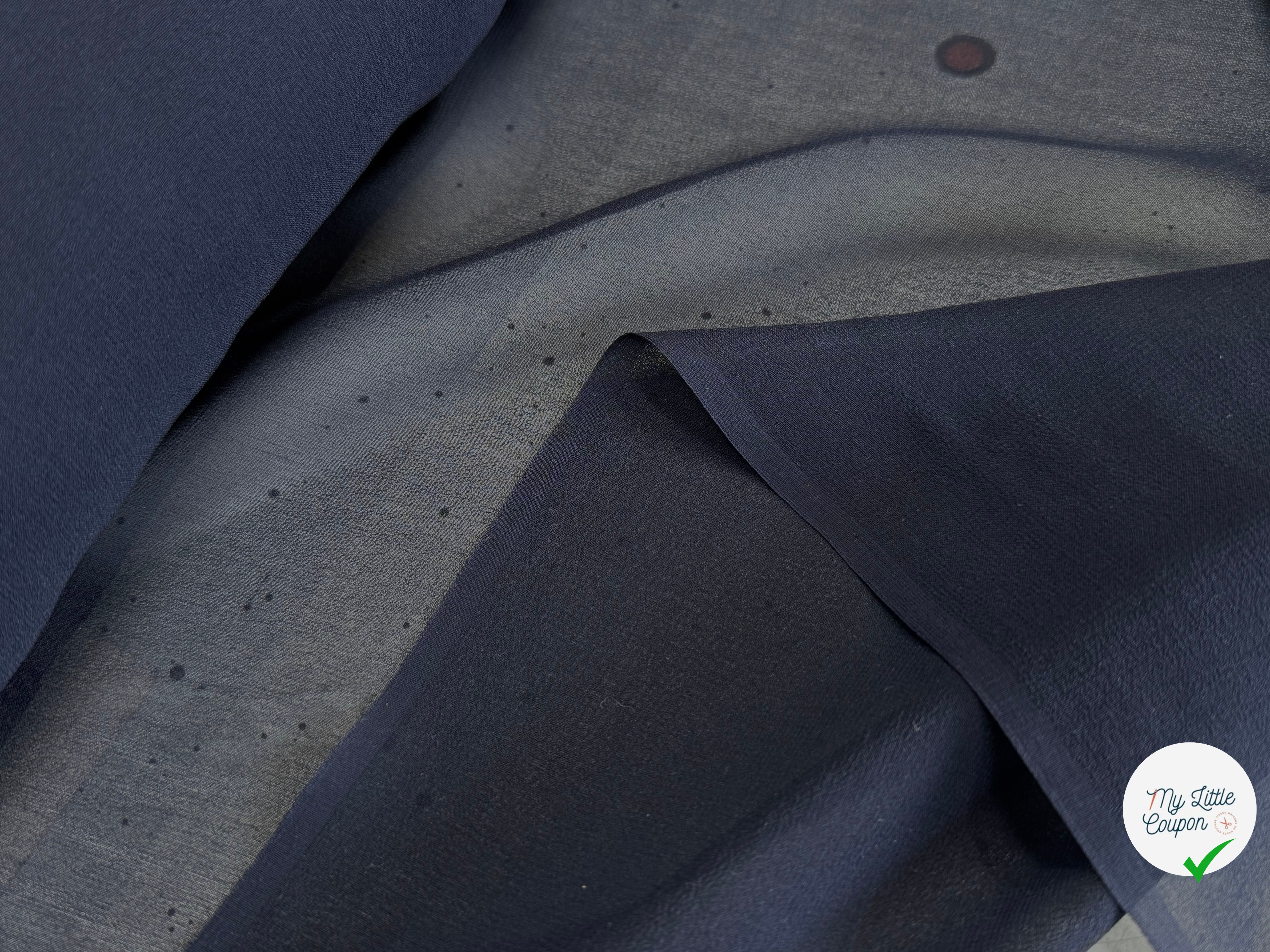 CREPE DE SOIE DOUBLE GEORGETTE FLUIDE BLEU NUIT - My Little Coupon