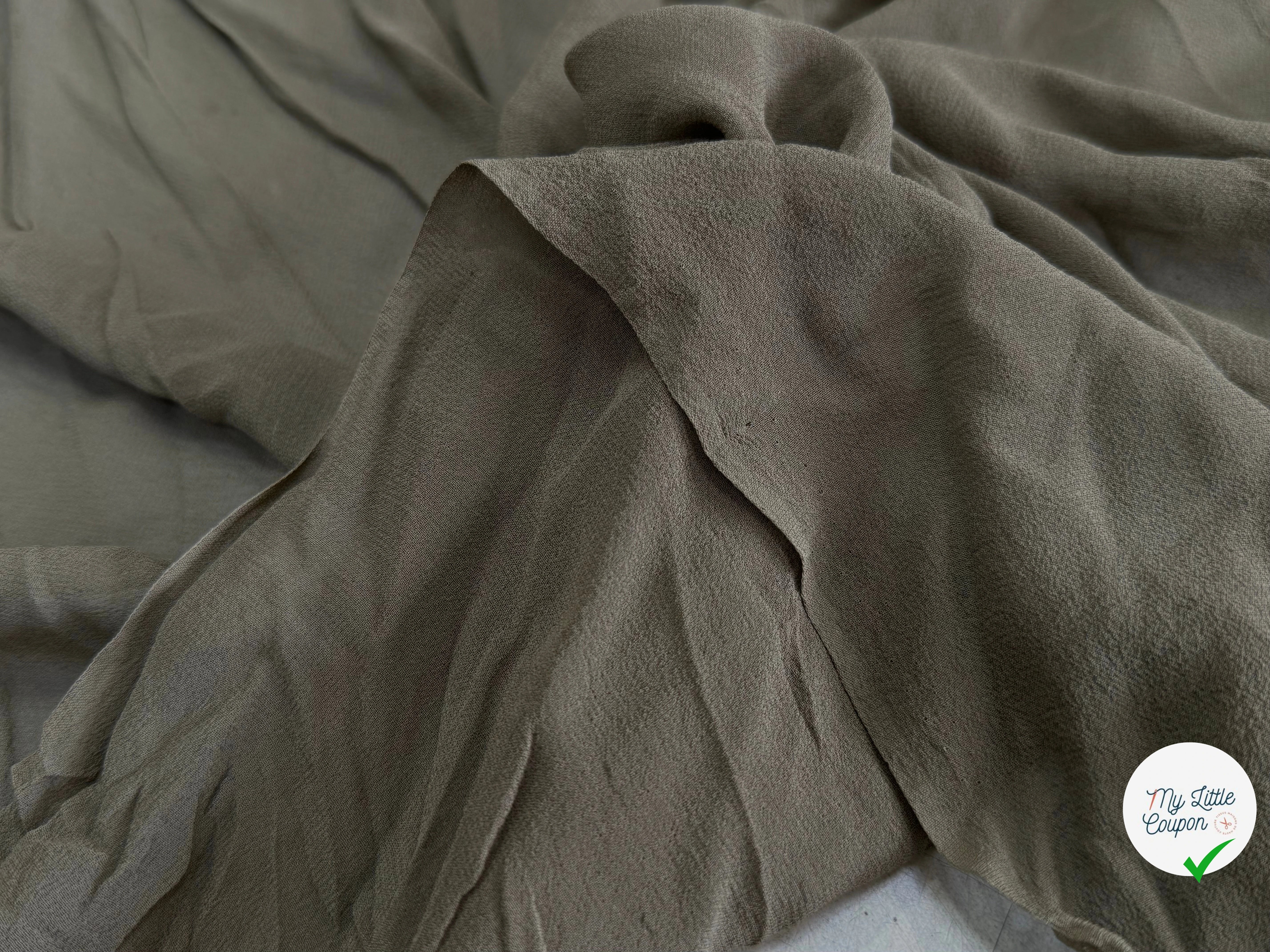 CREPE DE SOIE DOUBLE GEORGETTE FLUIDE KAKI - My Little Coupon