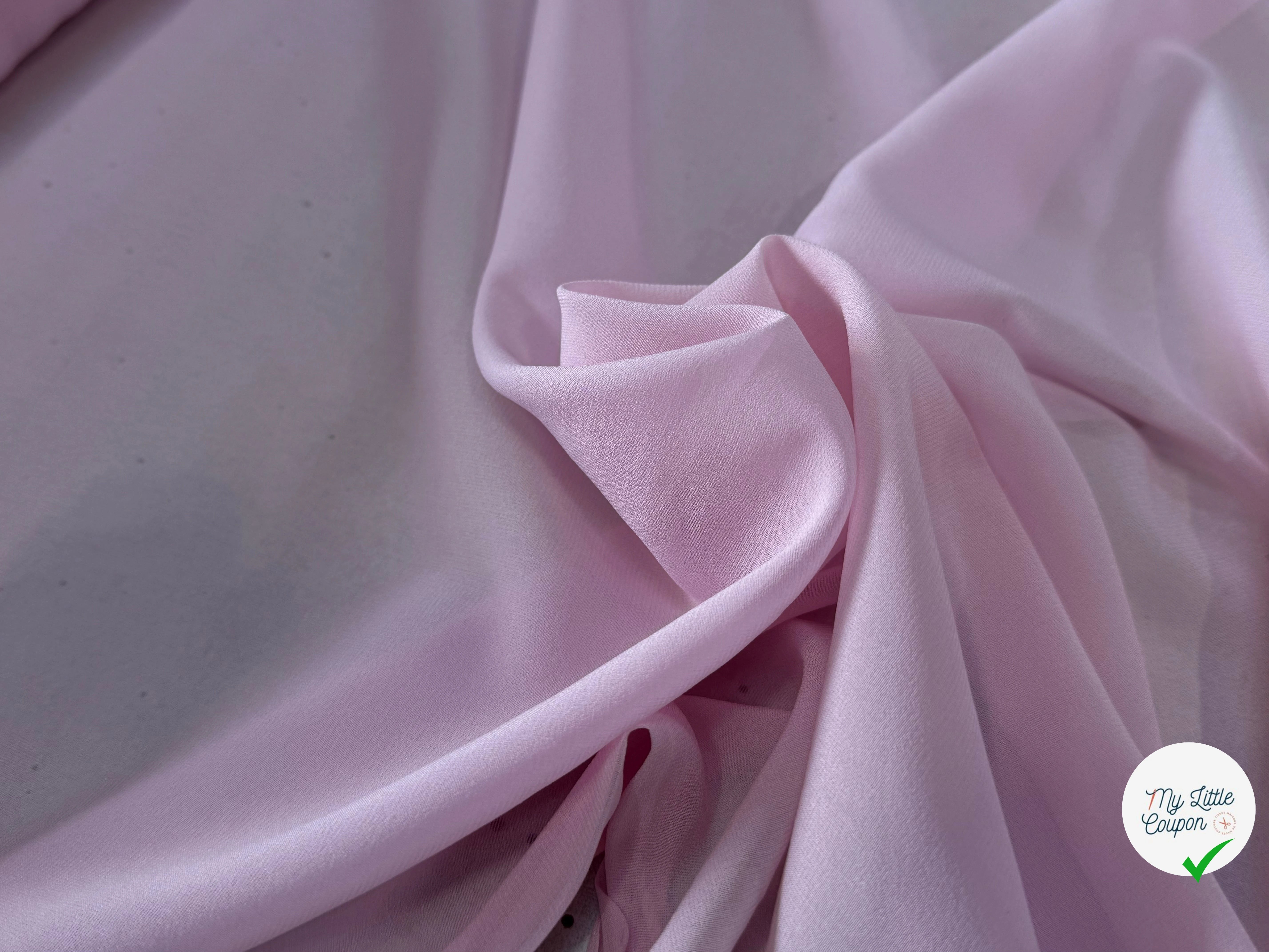 CREPE DE SOIE DOUBLE GEORGETTE LAIZE 100 STRETCH ROSE CLAIR - My Little Coupon