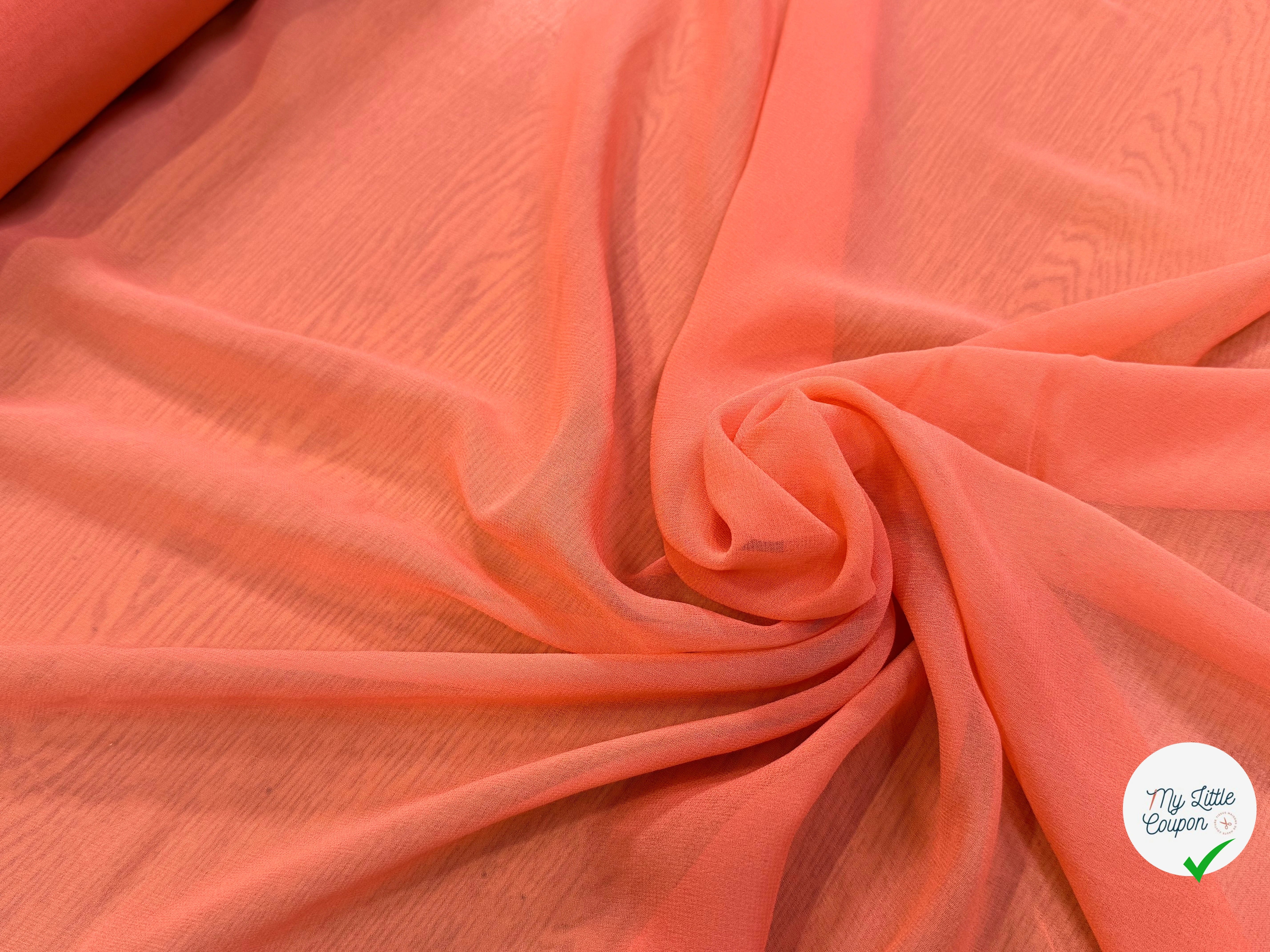 CREPE DE SOIE DOUBLE GEORGETTE LAIZE 115 ORANGE PÊCHE - My Little Coupon