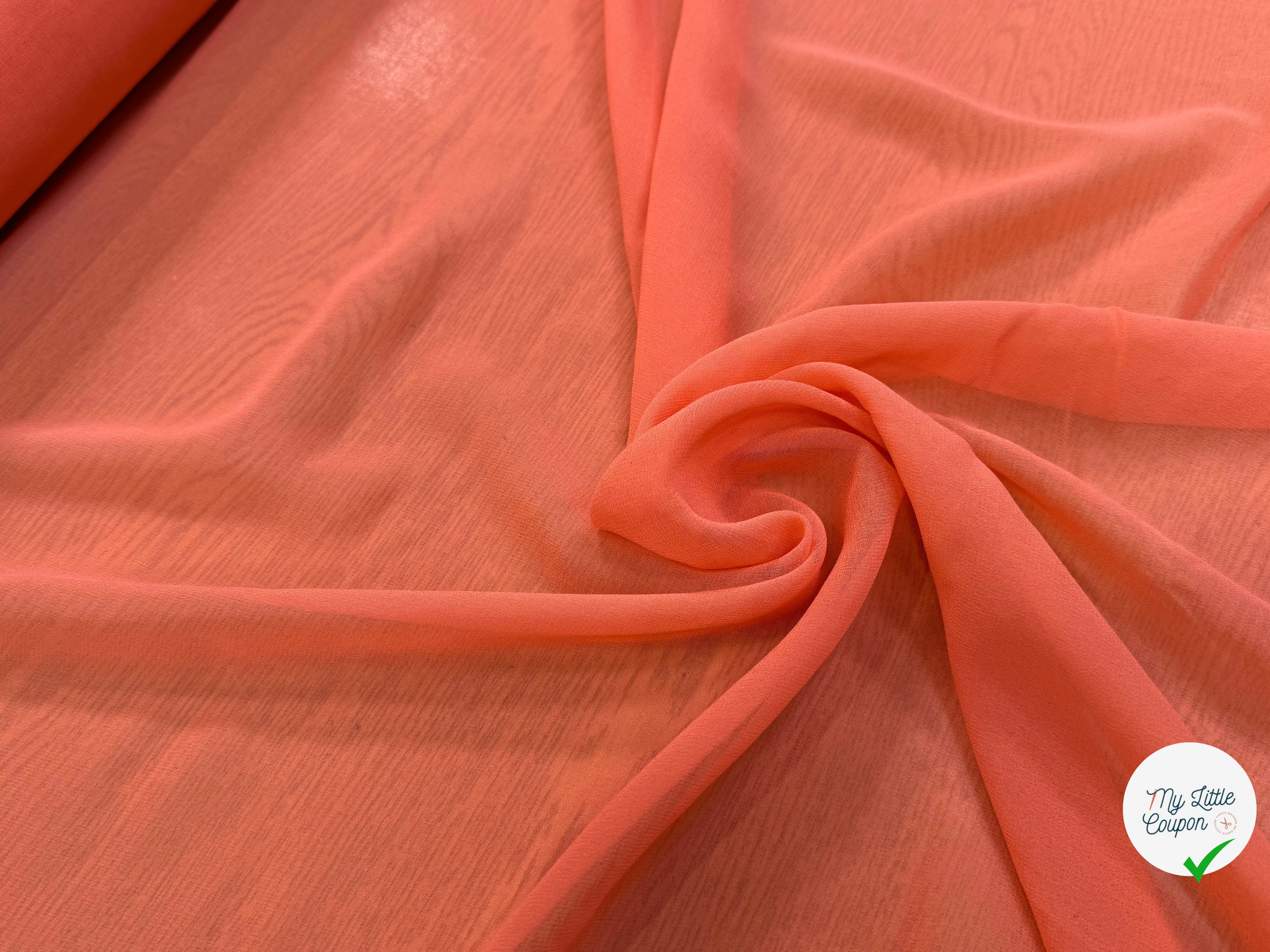 CREPE DE SOIE DOUBLE GEORGETTE LAIZE 115 ORANGE PÊCHE - My Little Coupon