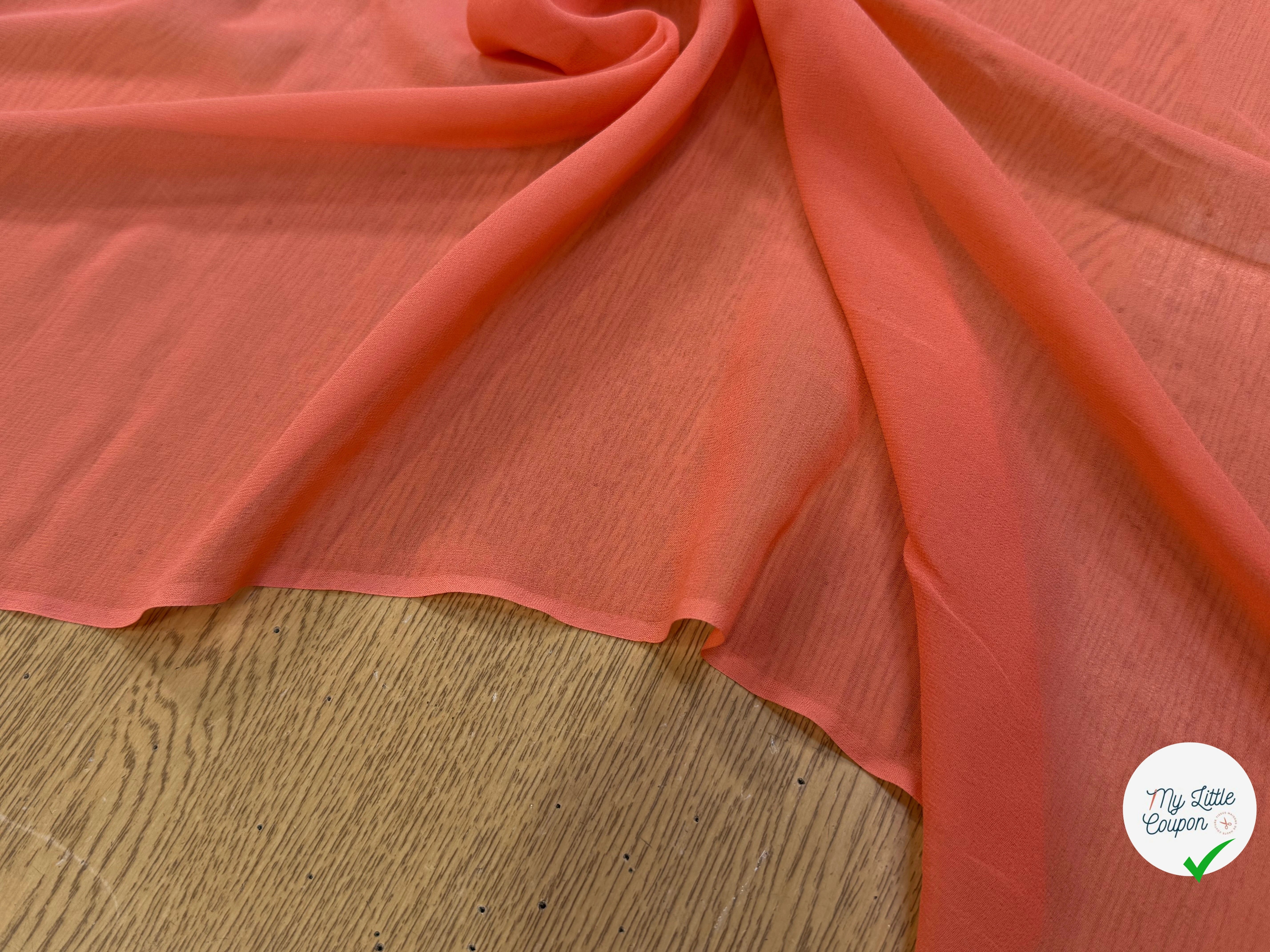 CREPE DE SOIE DOUBLE GEORGETTE LAIZE 115 ORANGE PÊCHE - My Little Coupon