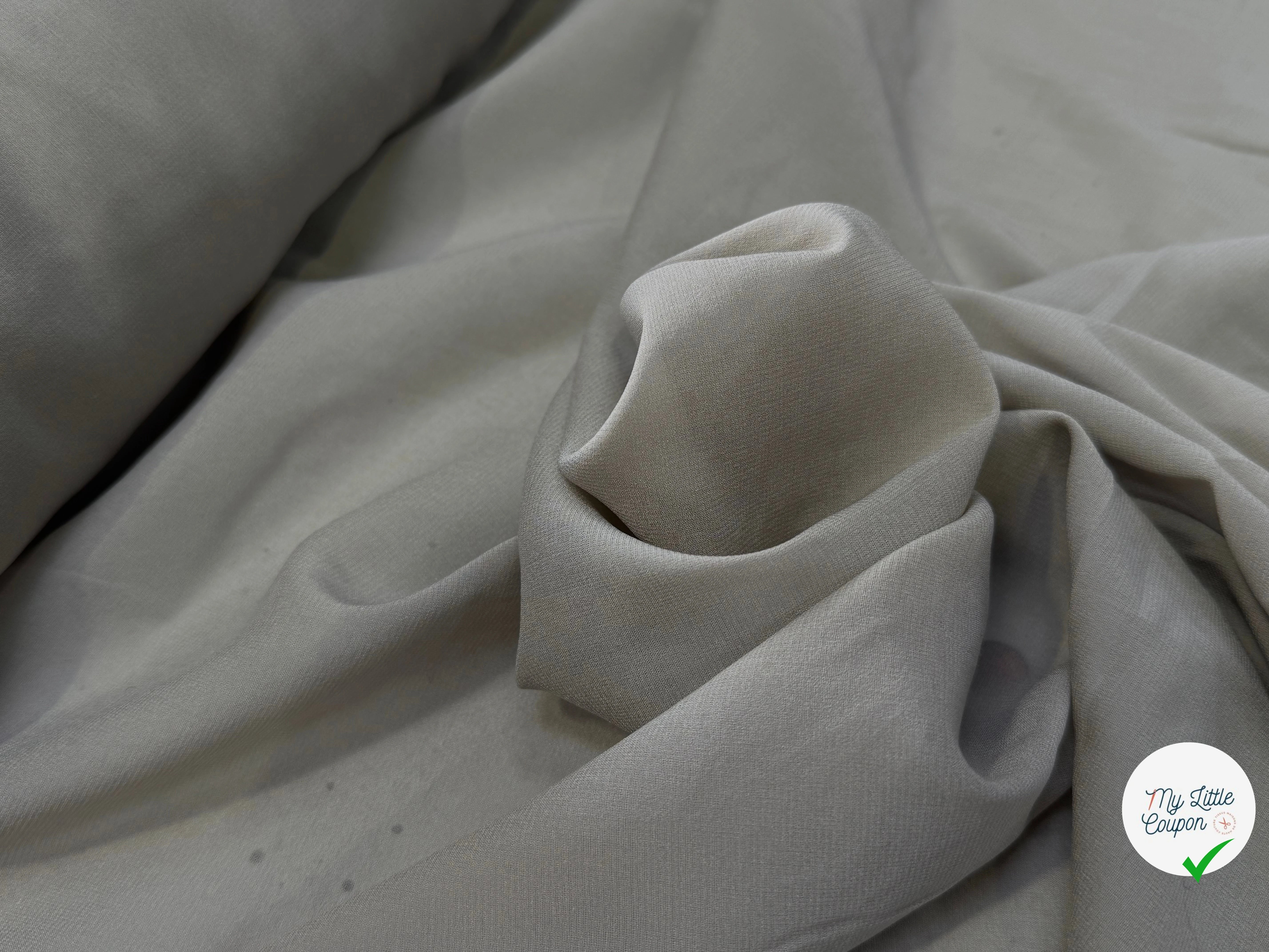 CREPE DE SOIE DOUBLE GEORGETTE STRETCH GRIS - My Little Coupon