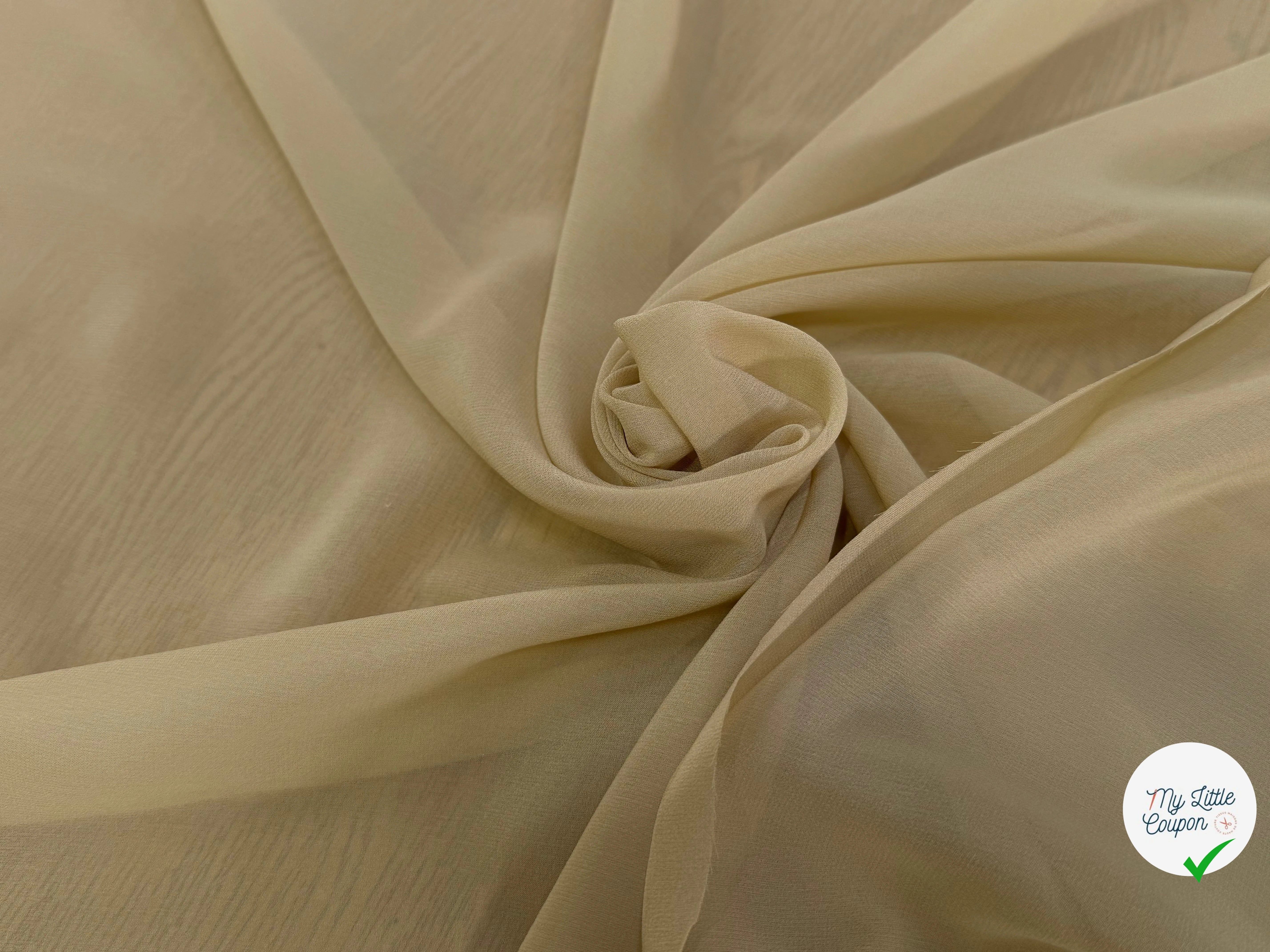 CREPE DE SOIE FLUIDE 140 DE LAIZE 100% SOIE BEIGE LEMON - My Little Coupon