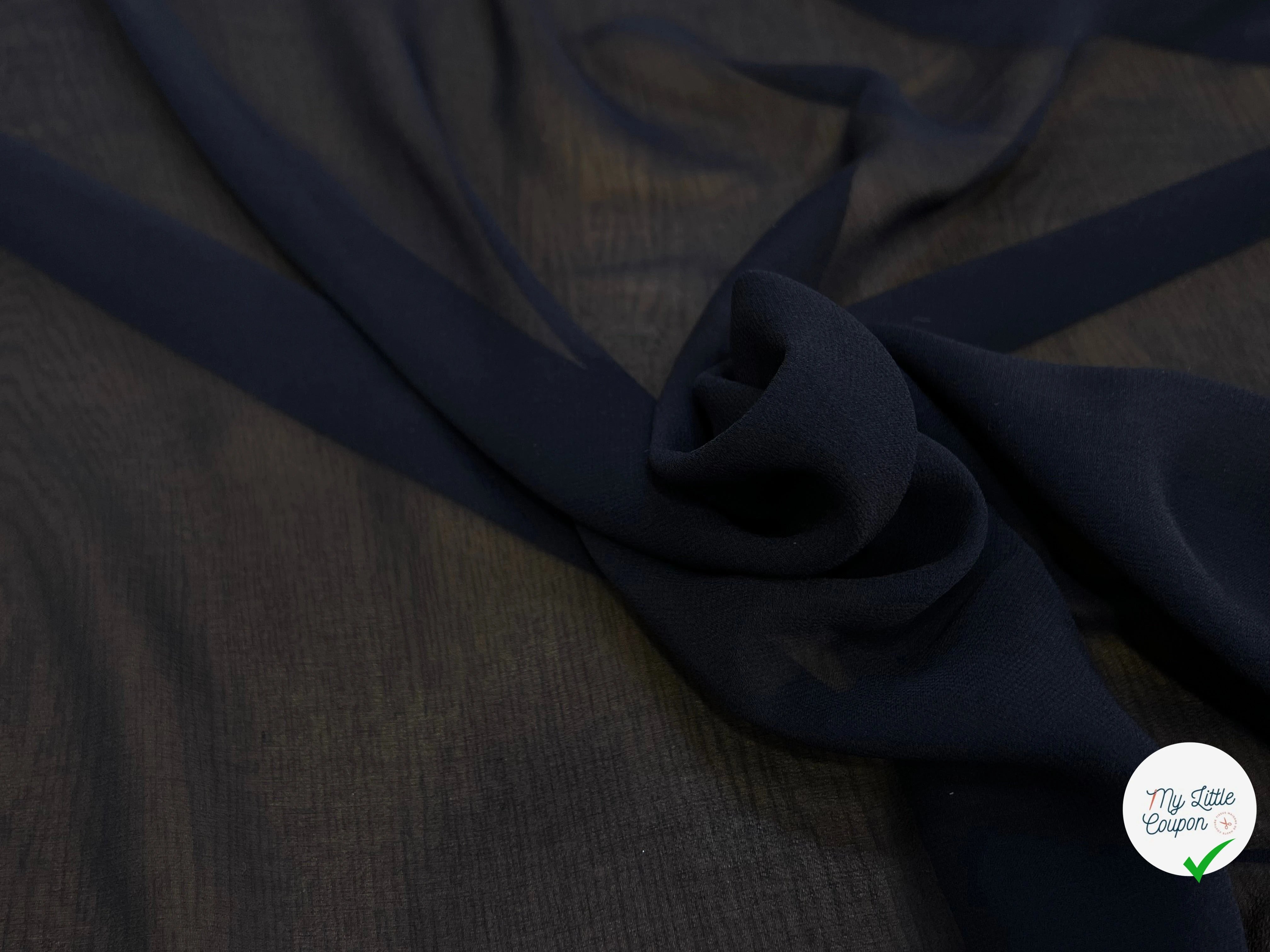 CREPE DE SOIE FLUIDE 140 DE LAIZE 100% SOIE BLEU NUIT - My Little Coupon