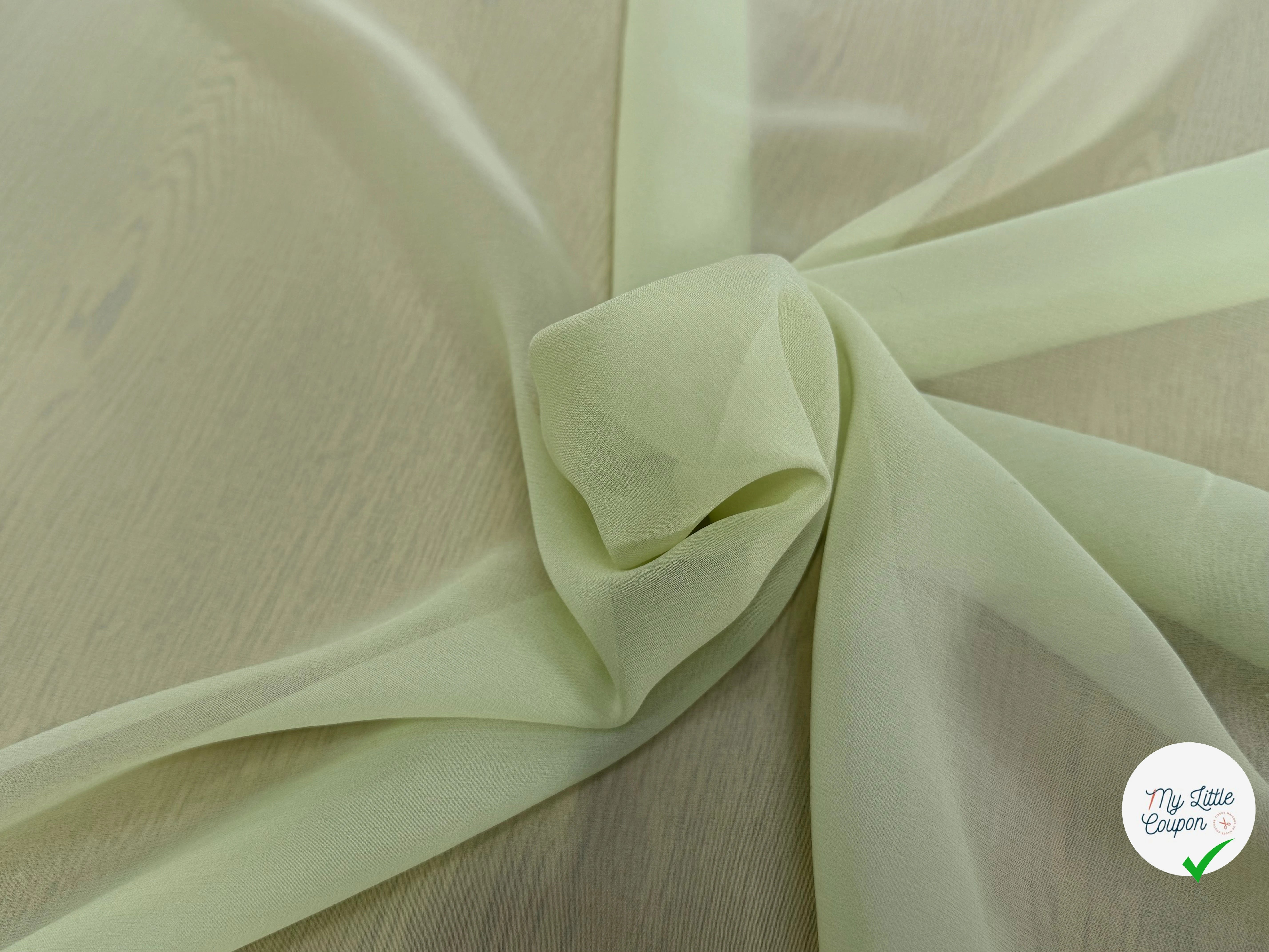 CREPE DE SOIE FLUIDE 140 DE LAIZE 100% SOIE LIGHT GREEN - My Little Coupon