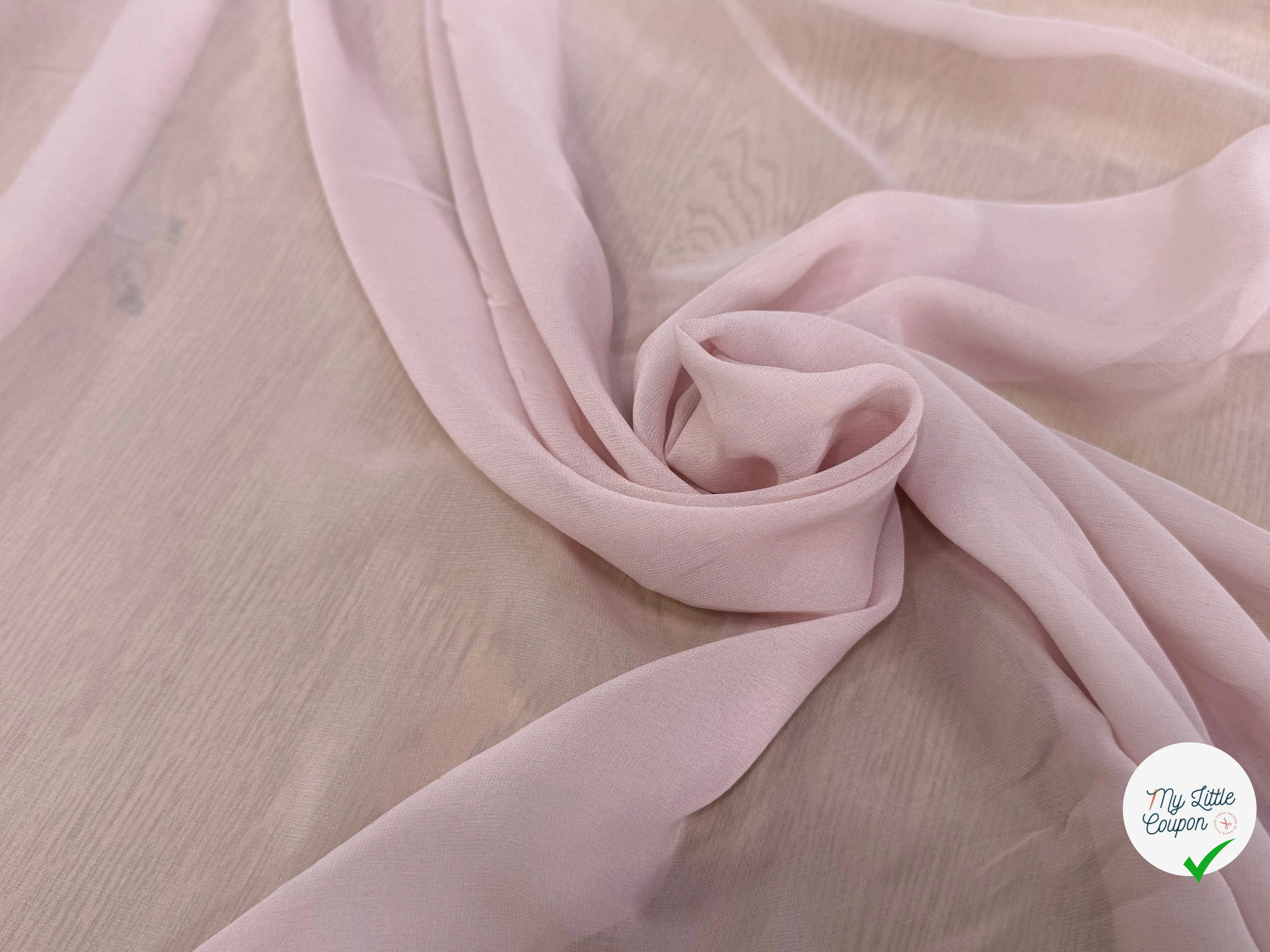 CREPE DE SOIE FLUIDE 140 DE LAIZE 100% SOIE ROSE PALE - My Little Coupon