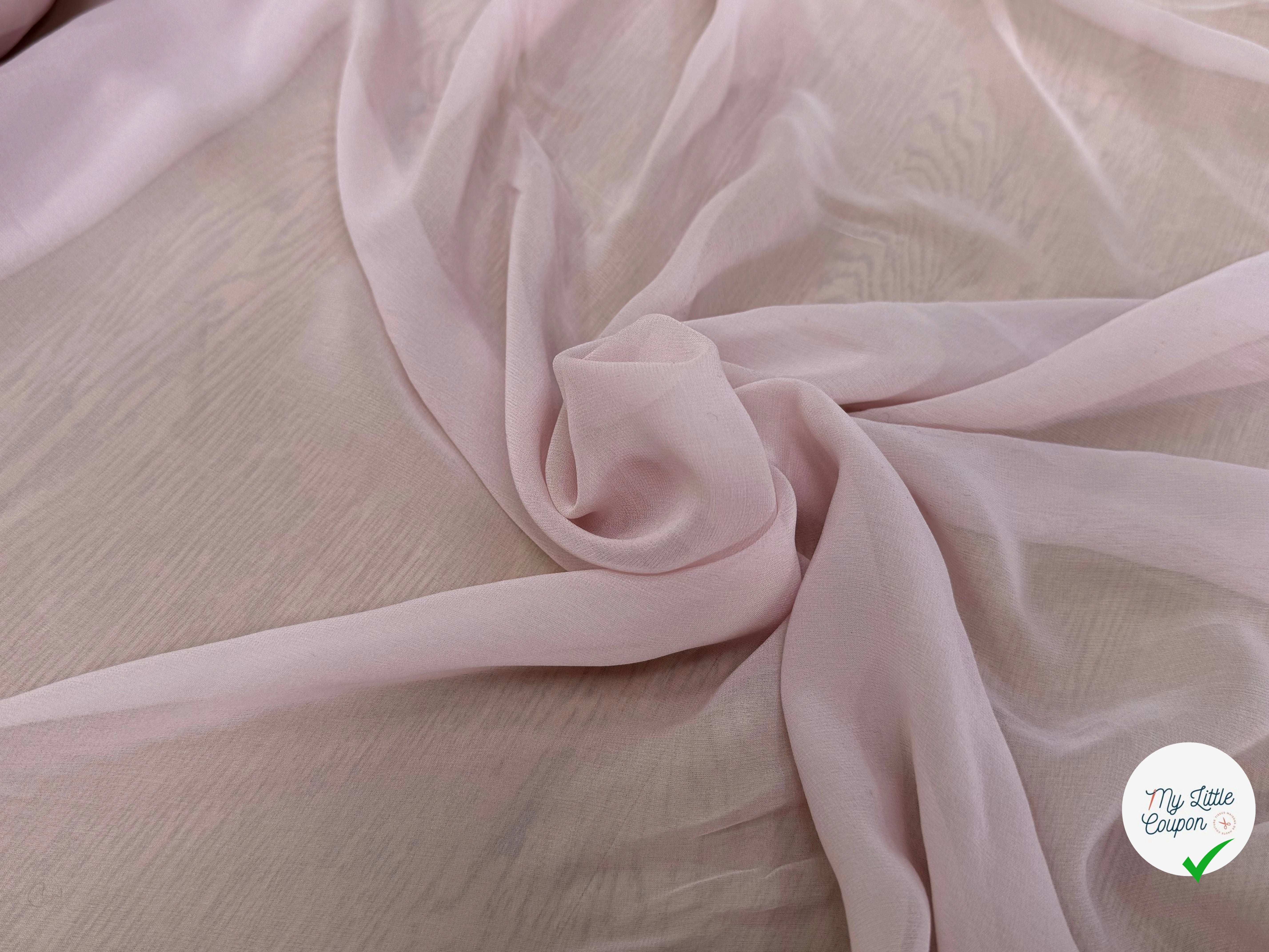 CREPE DE SOIE FLUIDE 140 DE LAIZE 100% SOIE ROSE PALE - My Little Coupon