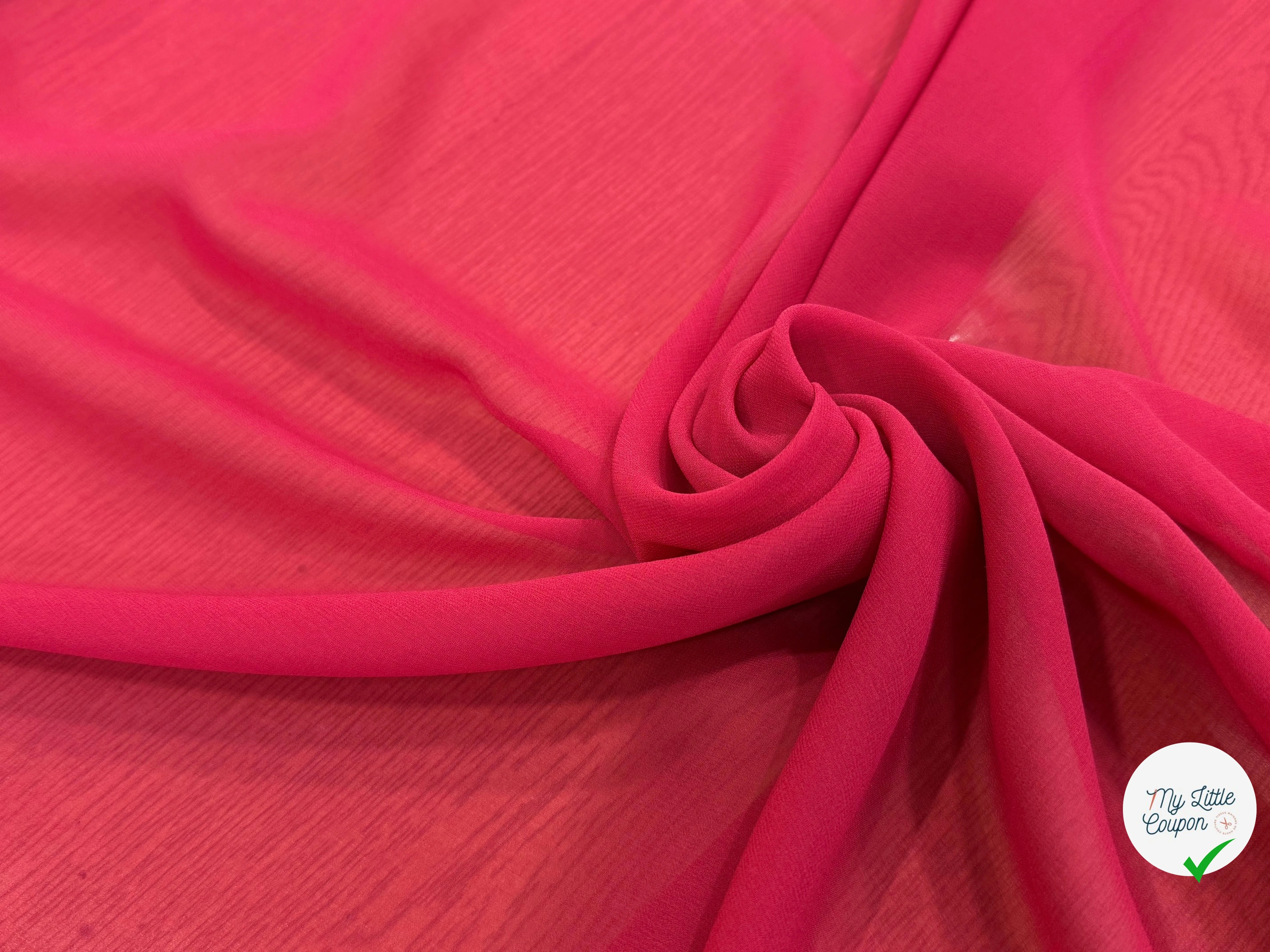 CREPE DE SOIE FLUIDE DOUBLE GEORGETTE ROSE BONBON - My Little Coupon