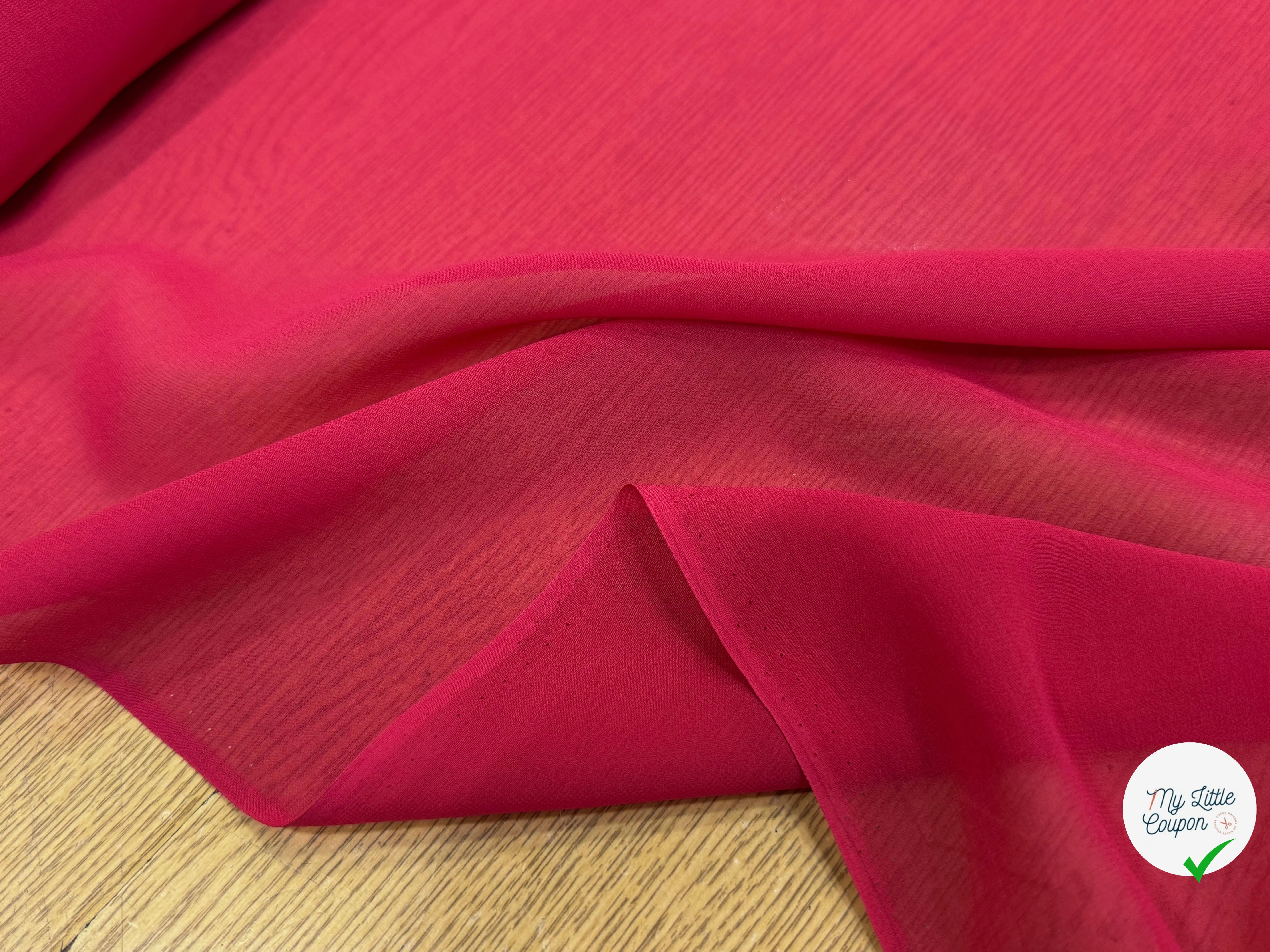 CREPE DE SOIE FLUIDE DOUBLE GEORGETTE ROSE BONBON - My Little Coupon