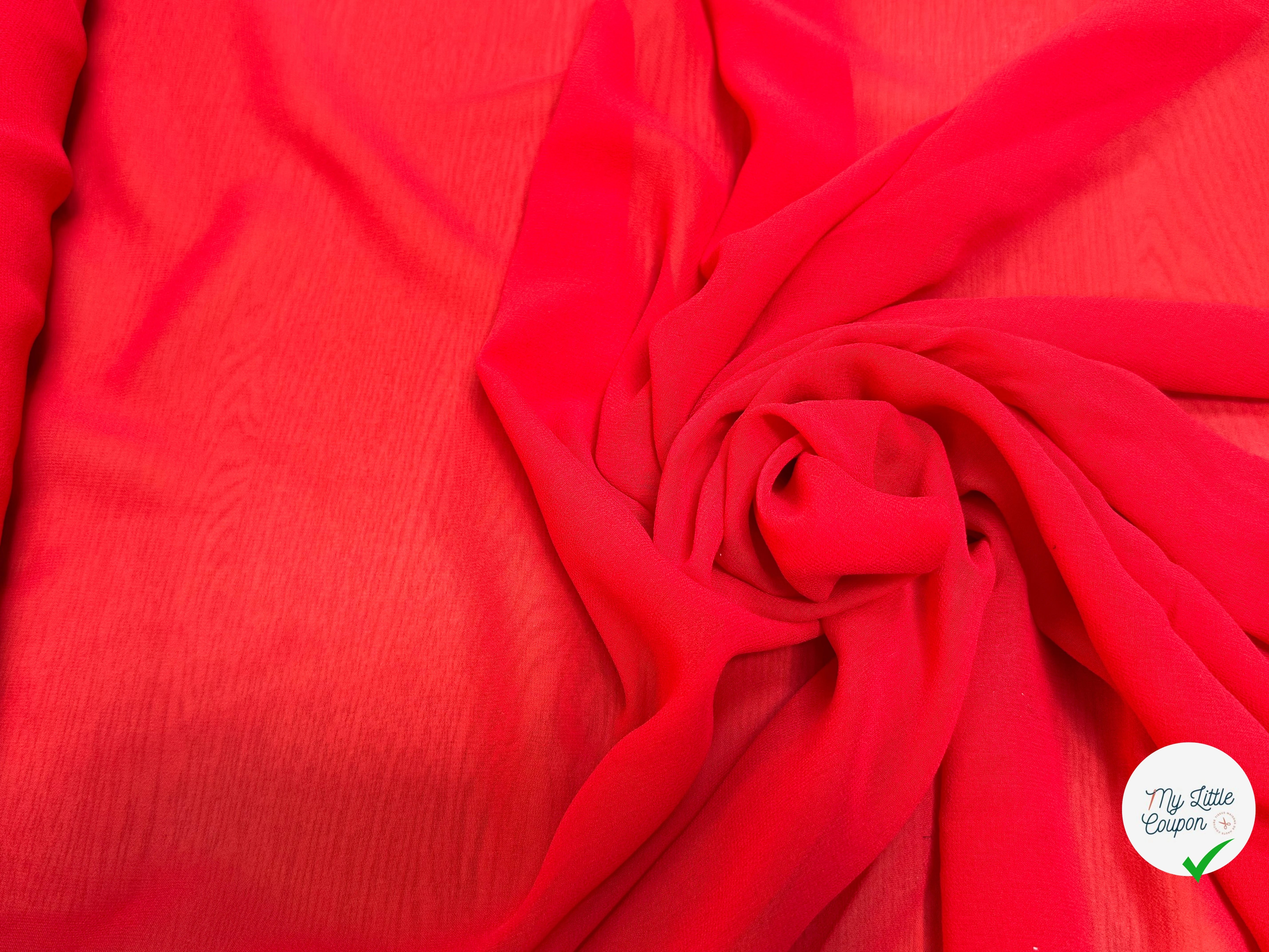 CREPE DE SOIE GEORGETTE ROUGE - My Little Coupon