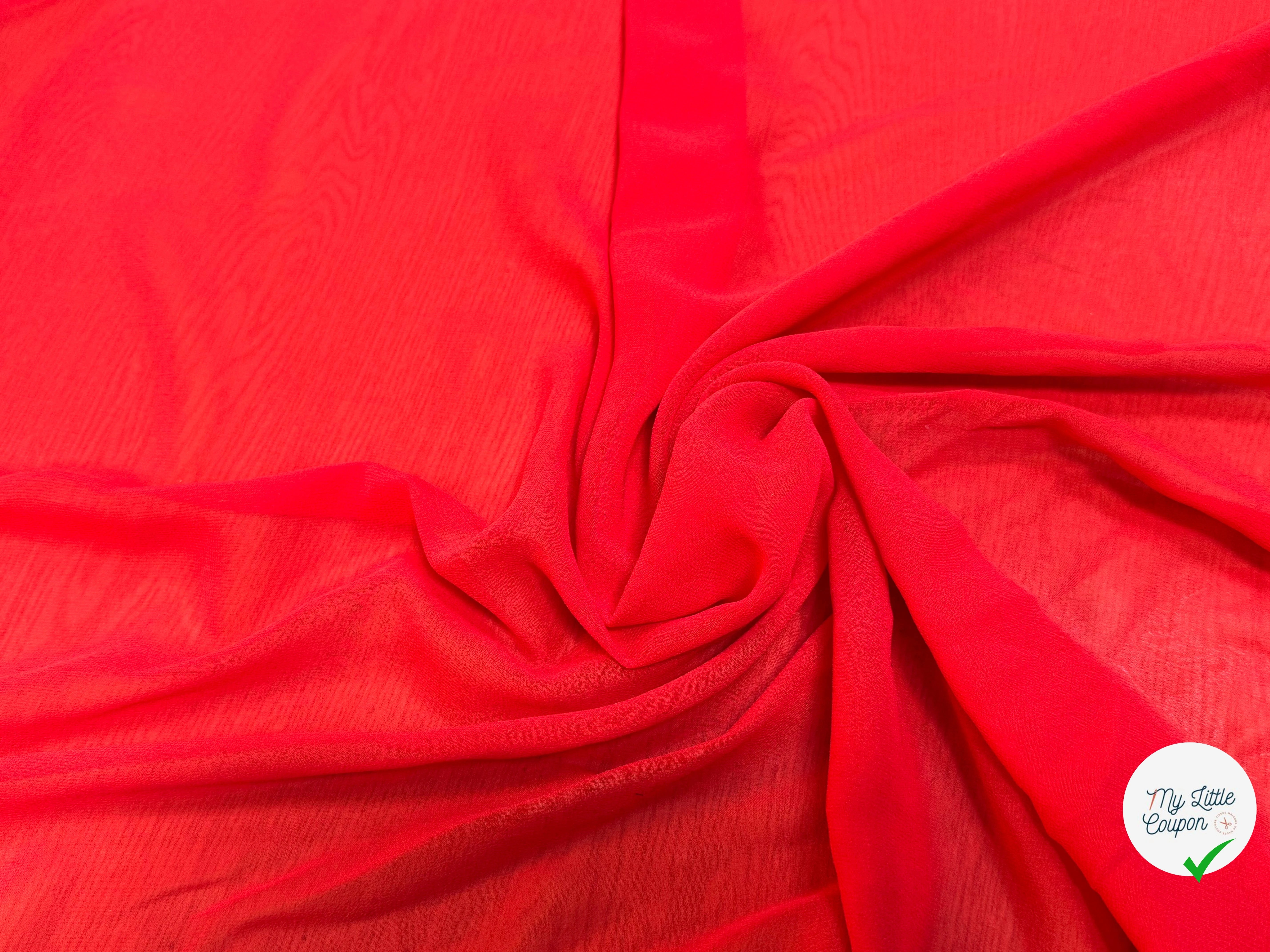 CREPE DE SOIE GEORGETTE ROUGE - My Little Coupon