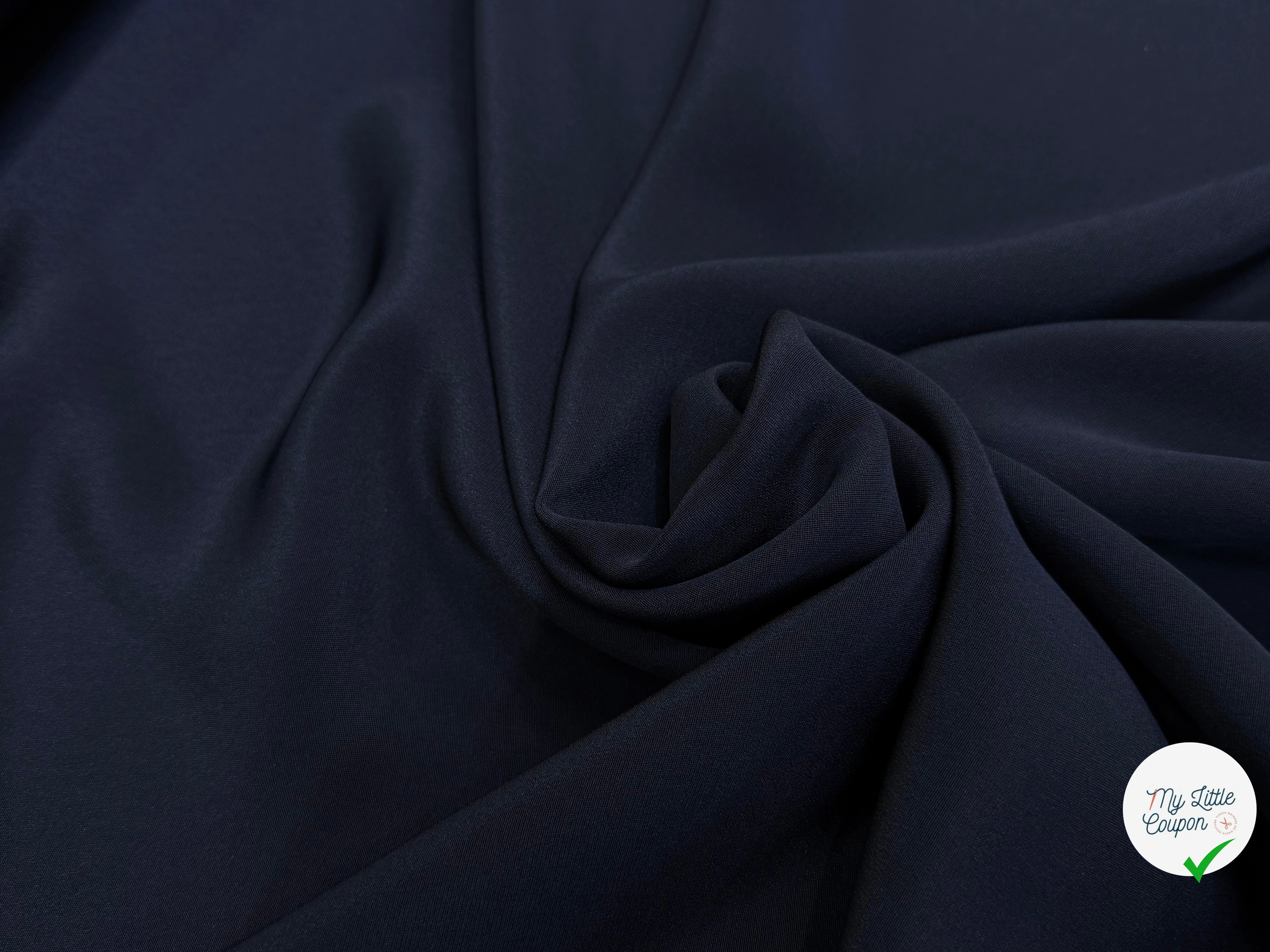 CREPE DE SOIE SATINÉ FLUIDE BLEU MARRINE 110 DE LAIZE - My Little Coupon