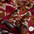 Crêpe de viscose feuilles bordeaux