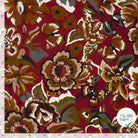 Crêpe de viscose feuilles bordeaux
