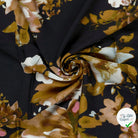 Crêpe de viscose fleurs bleu marine