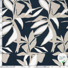 Crêpe de viscose fleurs bleu marine
