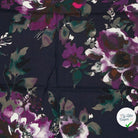 Crêpe de viscose fleurs indigo foncé