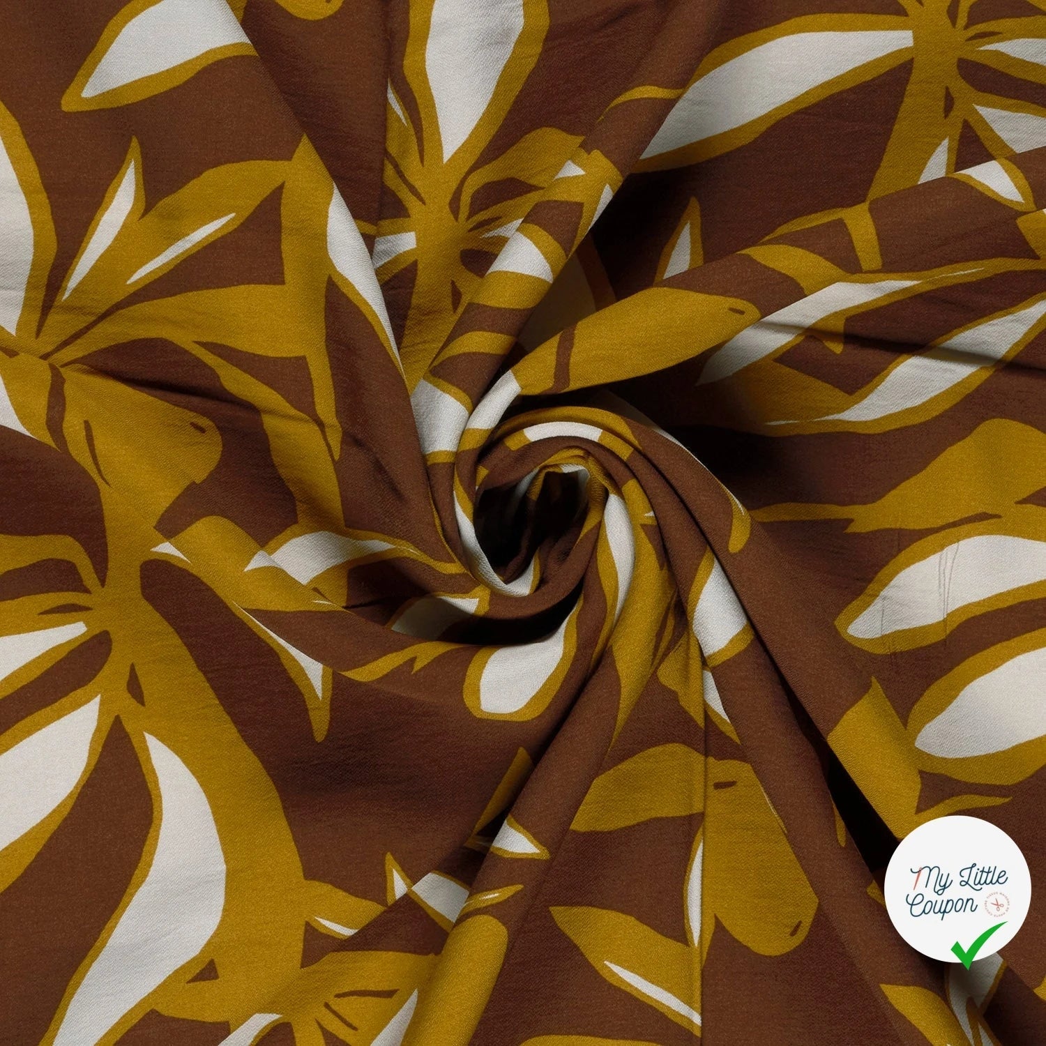 Crêpe de viscose fleurs marron