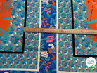 CRÊPE DE VISCOSE FLUIDE IMPRIMÉ TYPOGRAPHIQUE BLEU ET ORANGE FANTASY TYPO ORANGE - My Little Coupon
