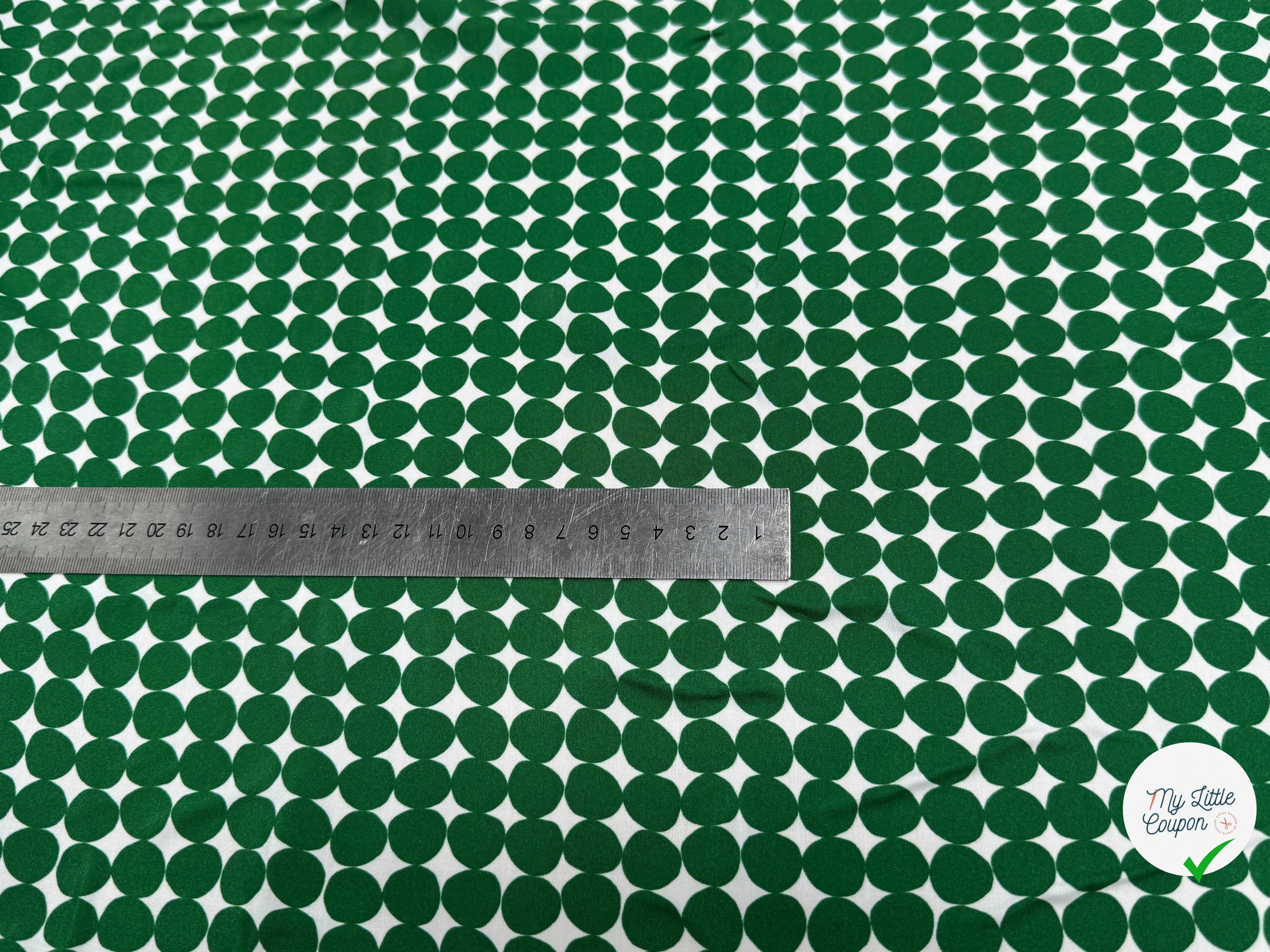 CRÊPE DE VISCOSE IMPRIMÉ POIS VERTS FANTASY ROND VERT - My Little Coupon