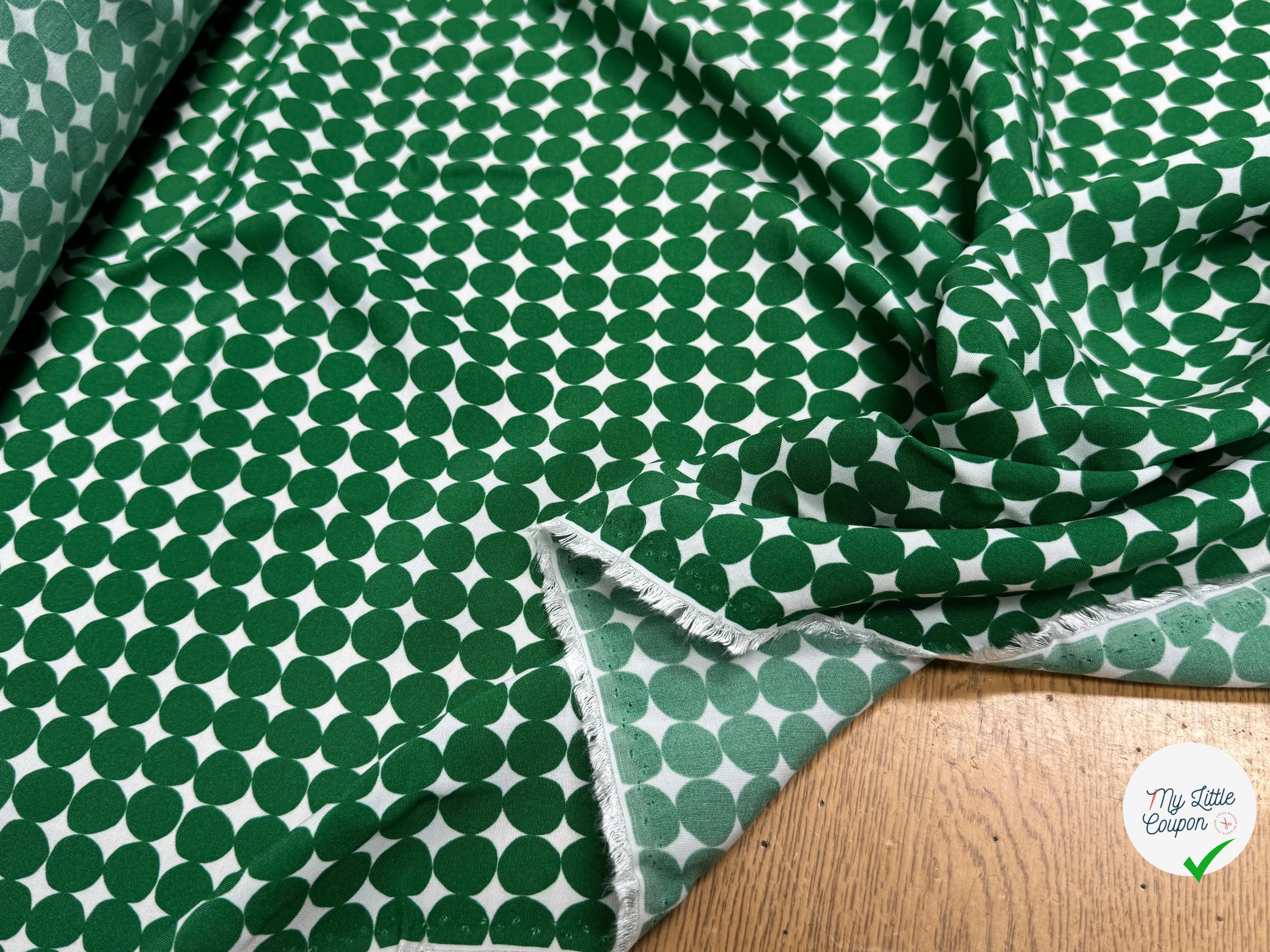 CRÊPE DE VISCOSE IMPRIMÉ POIS VERTS FANTASY ROND VERT - My Little Coupon