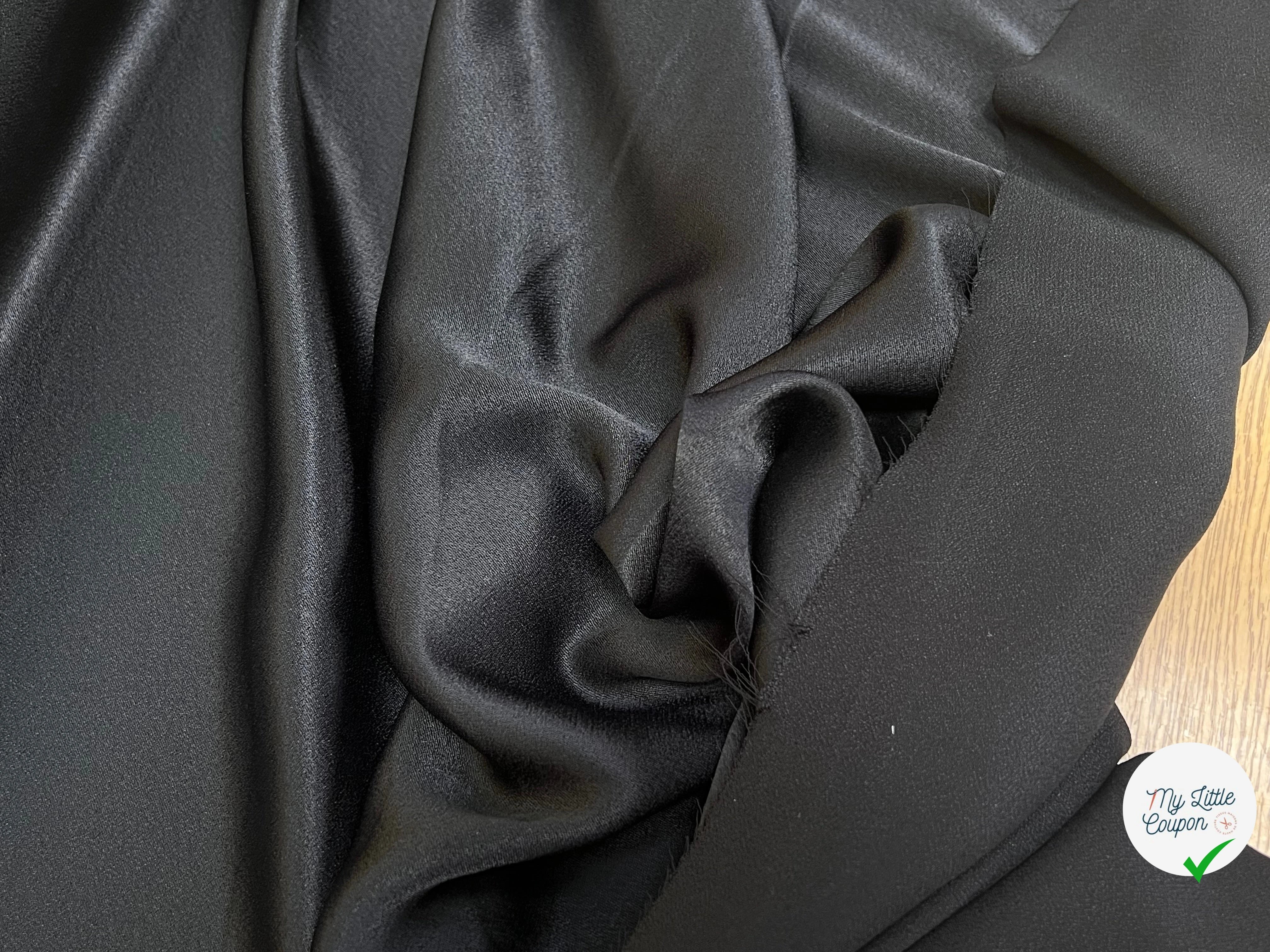 CREPE ENVERS SATIN 100% VISCOSE NOIR TOMBÉ FLUIDE - My Little Coupon
