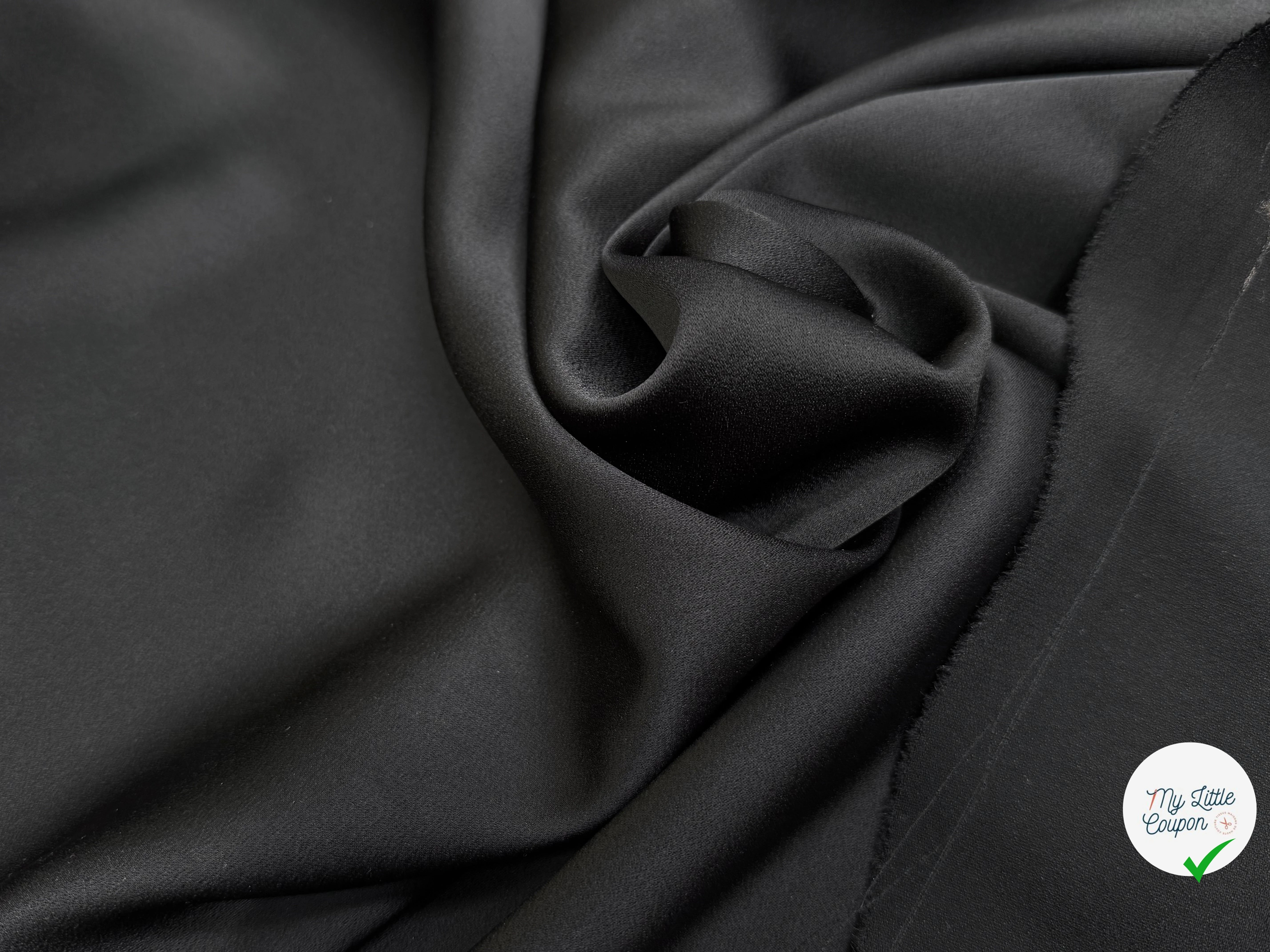CREPE ENVERS SATIN ACETATE VISCOSE LOURD NOIR 72% ACETATE QUALITÉ COUTURE - My Little Coupon