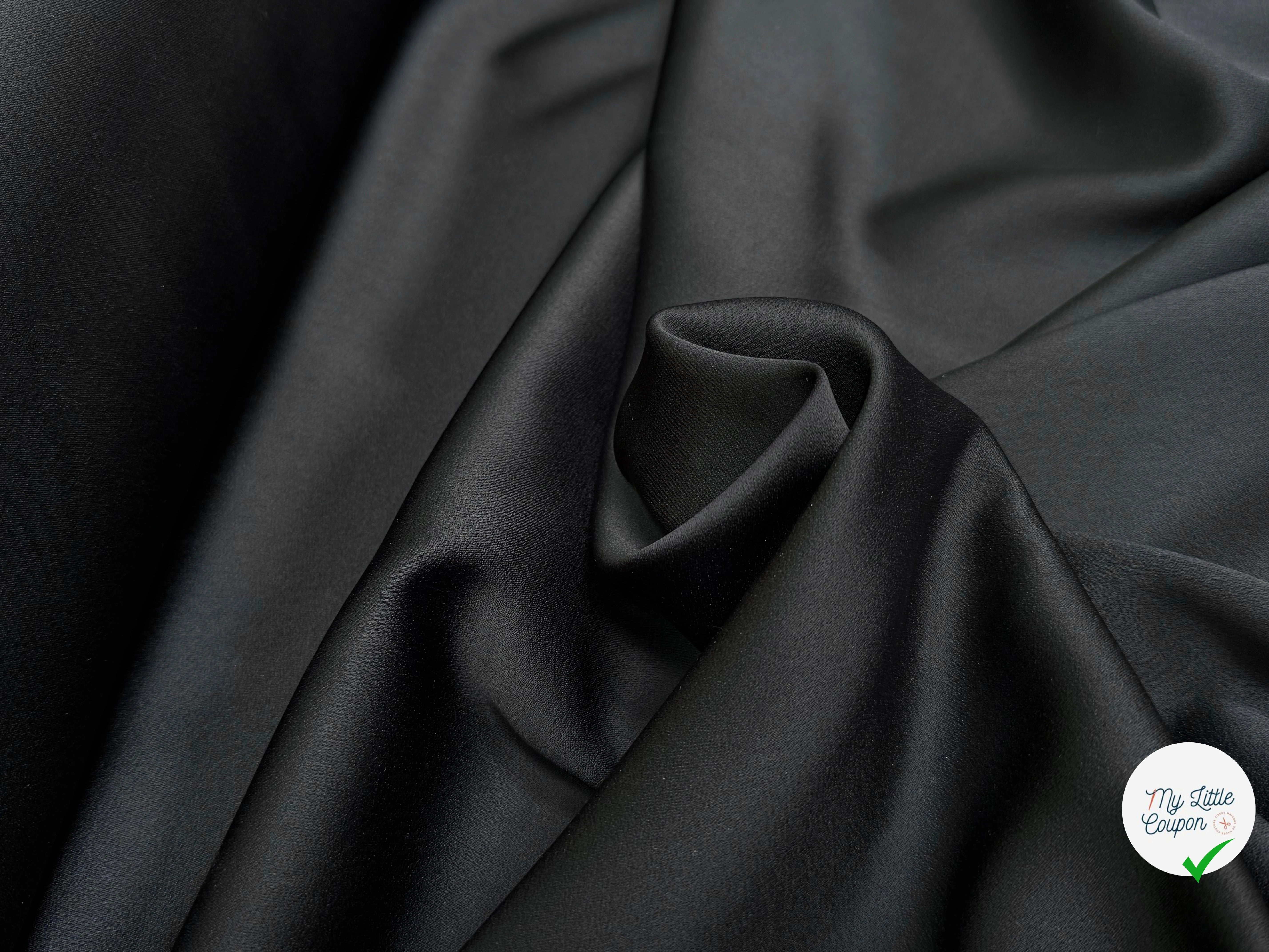 CREPE ENVERS SATIN ACETATE VISCOSE LOURD NOIR 72% ACETATE QUALITÉ COUTURE - My Little Coupon