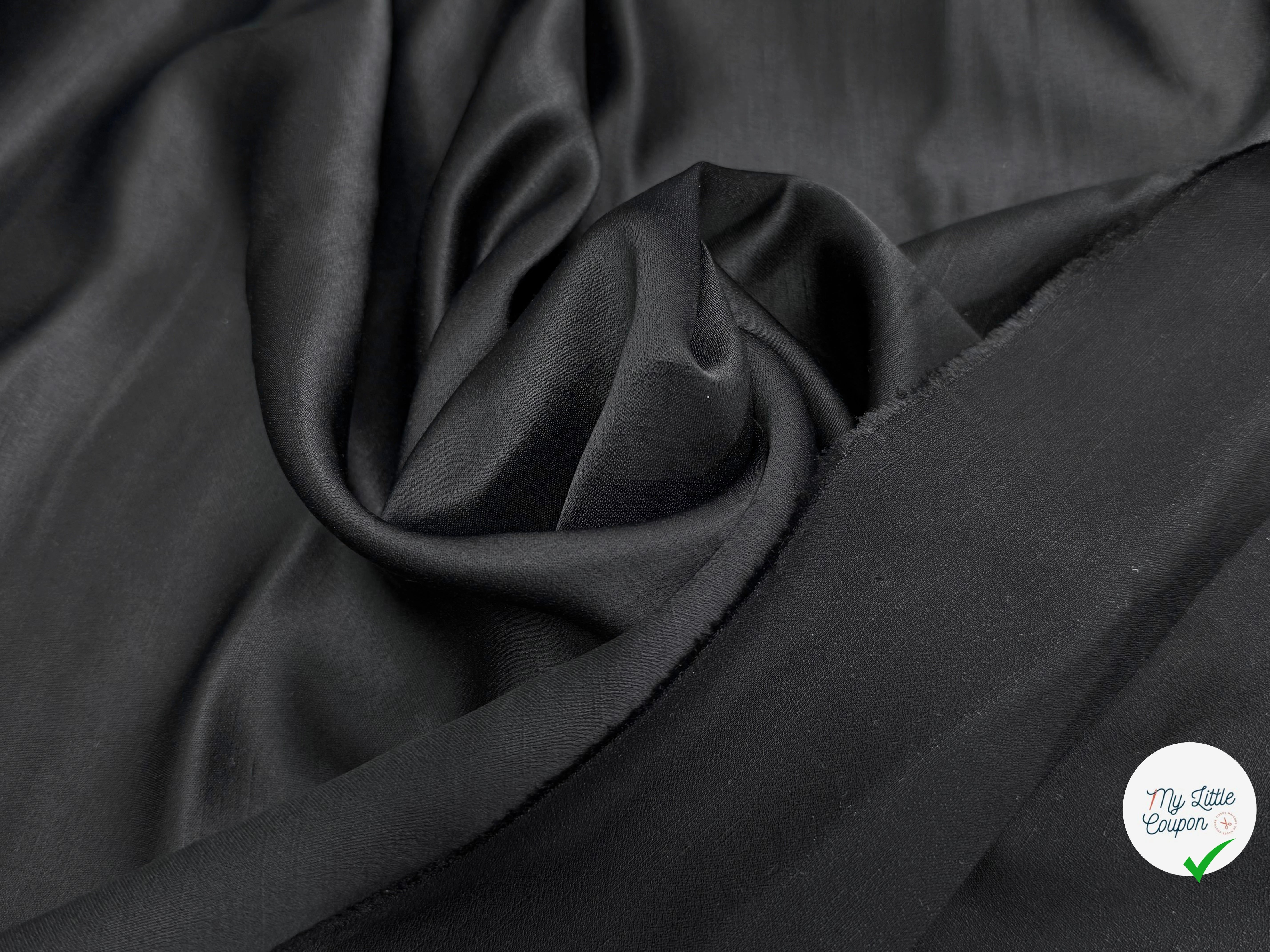 CREPE ENVERS SATIN ACETATE VISCOSE NOIR COUTURE - My Little Coupon
