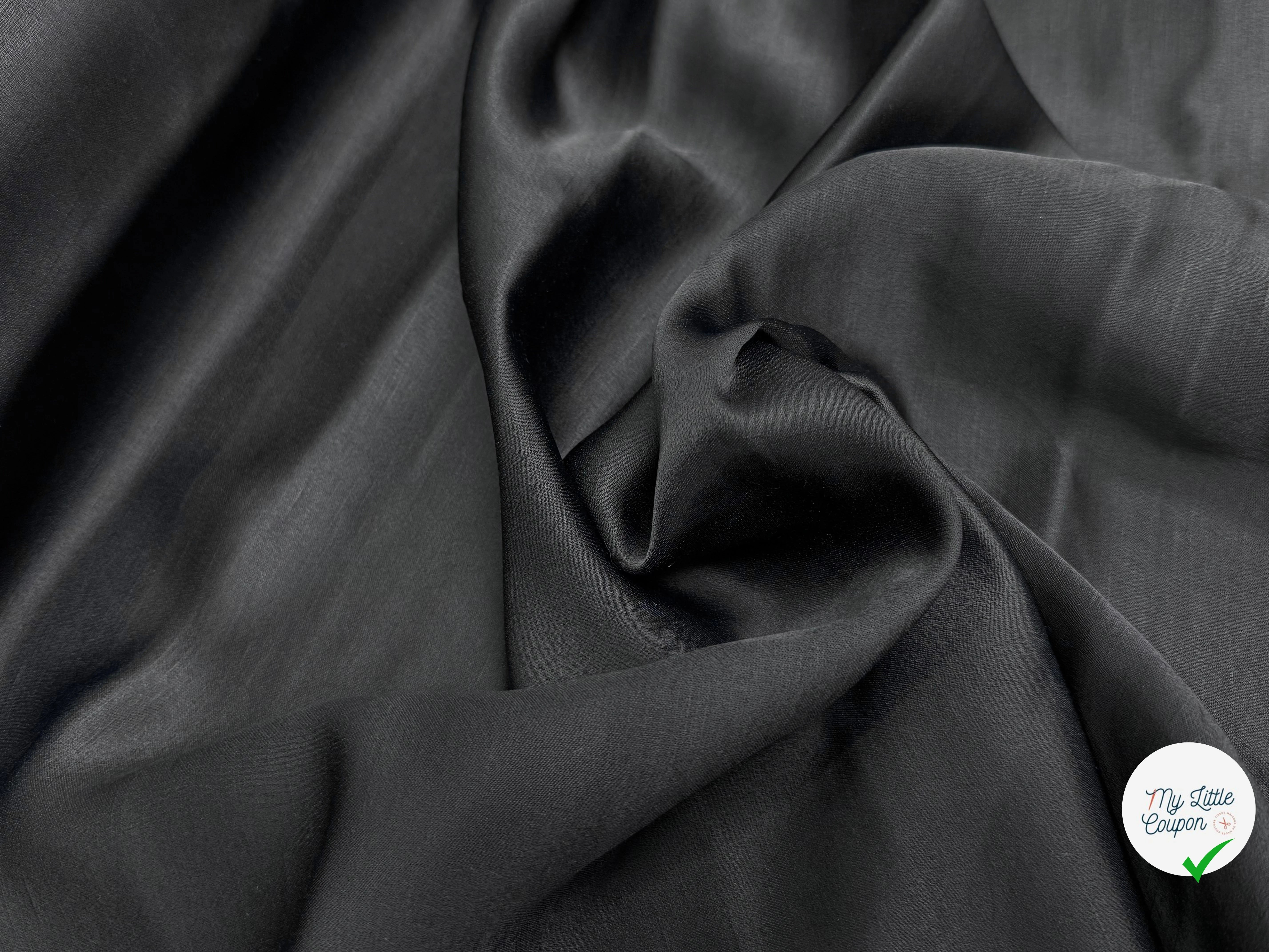 CREPE ENVERS SATIN ACETATE VISCOSE NOIR COUTURE - My Little Coupon