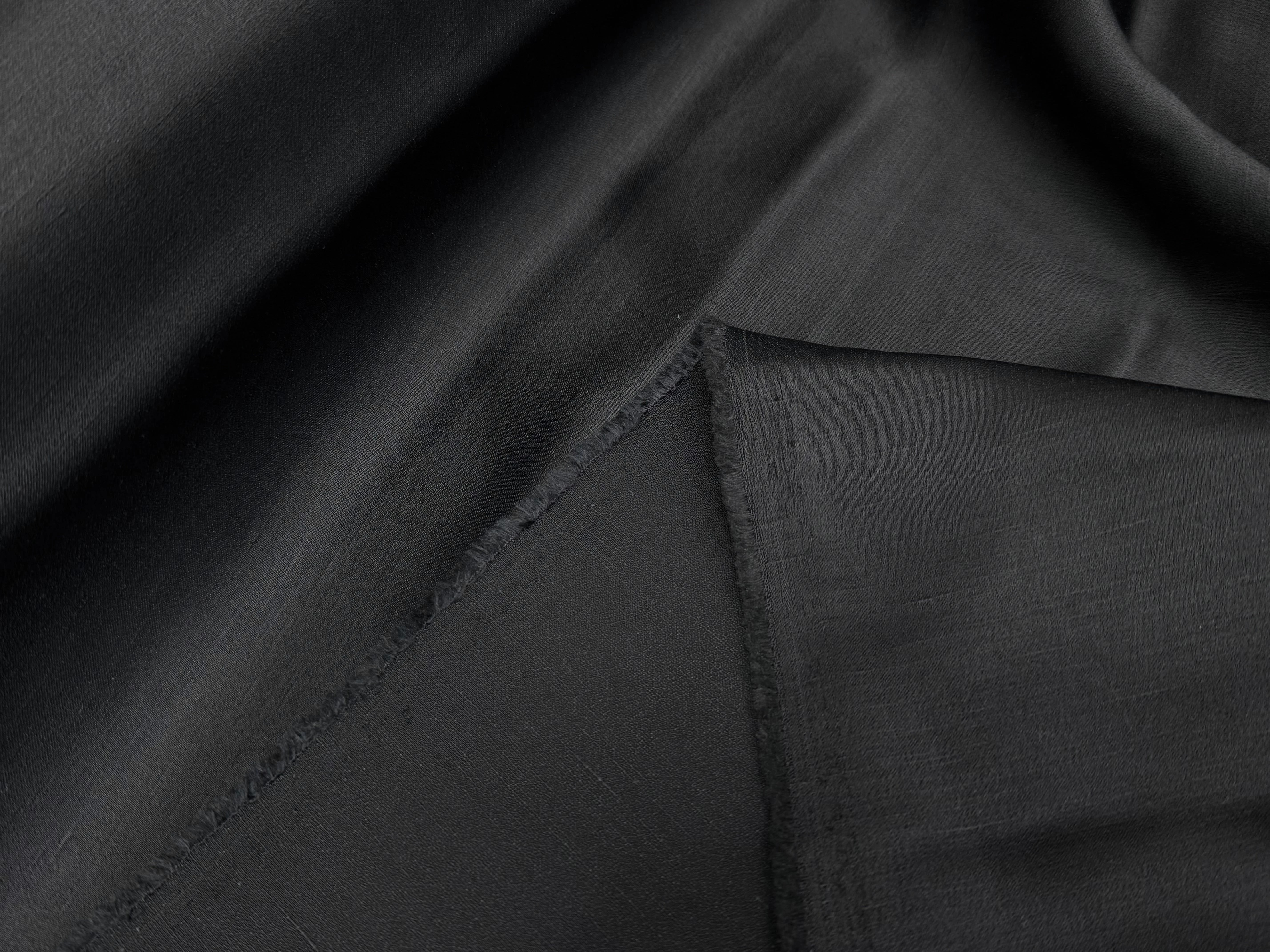 CREPE ENVERS SATIN ACETATE VISCOSE NOIR COUTURE - My Little Coupon