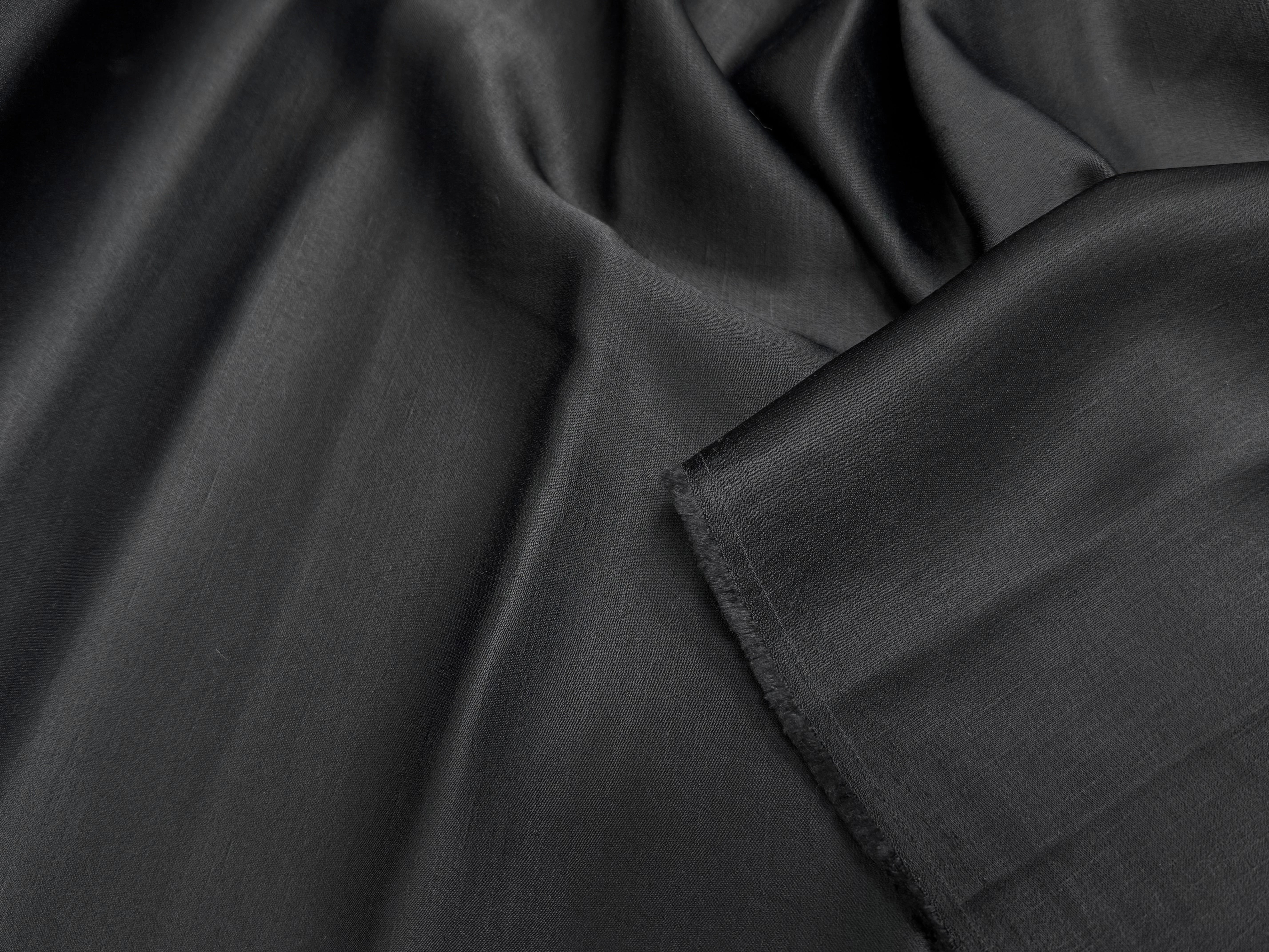 CREPE ENVERS SATIN ACETATE VISCOSE NOIR COUTURE - My Little Coupon