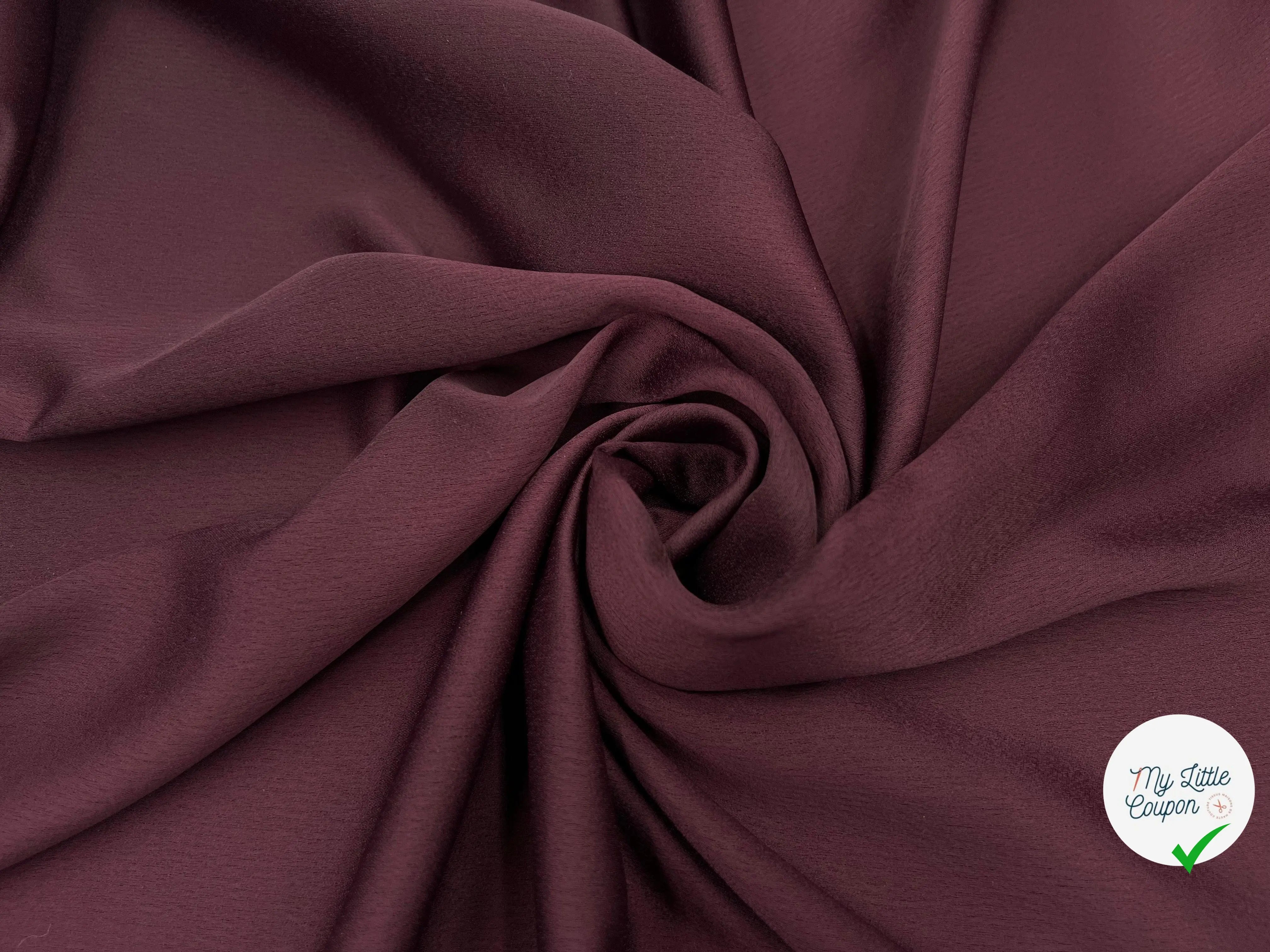 CRÊPE ENVERS SATIN BORDEAUX FONCÉ - My Little Coupon - tissu - coudre