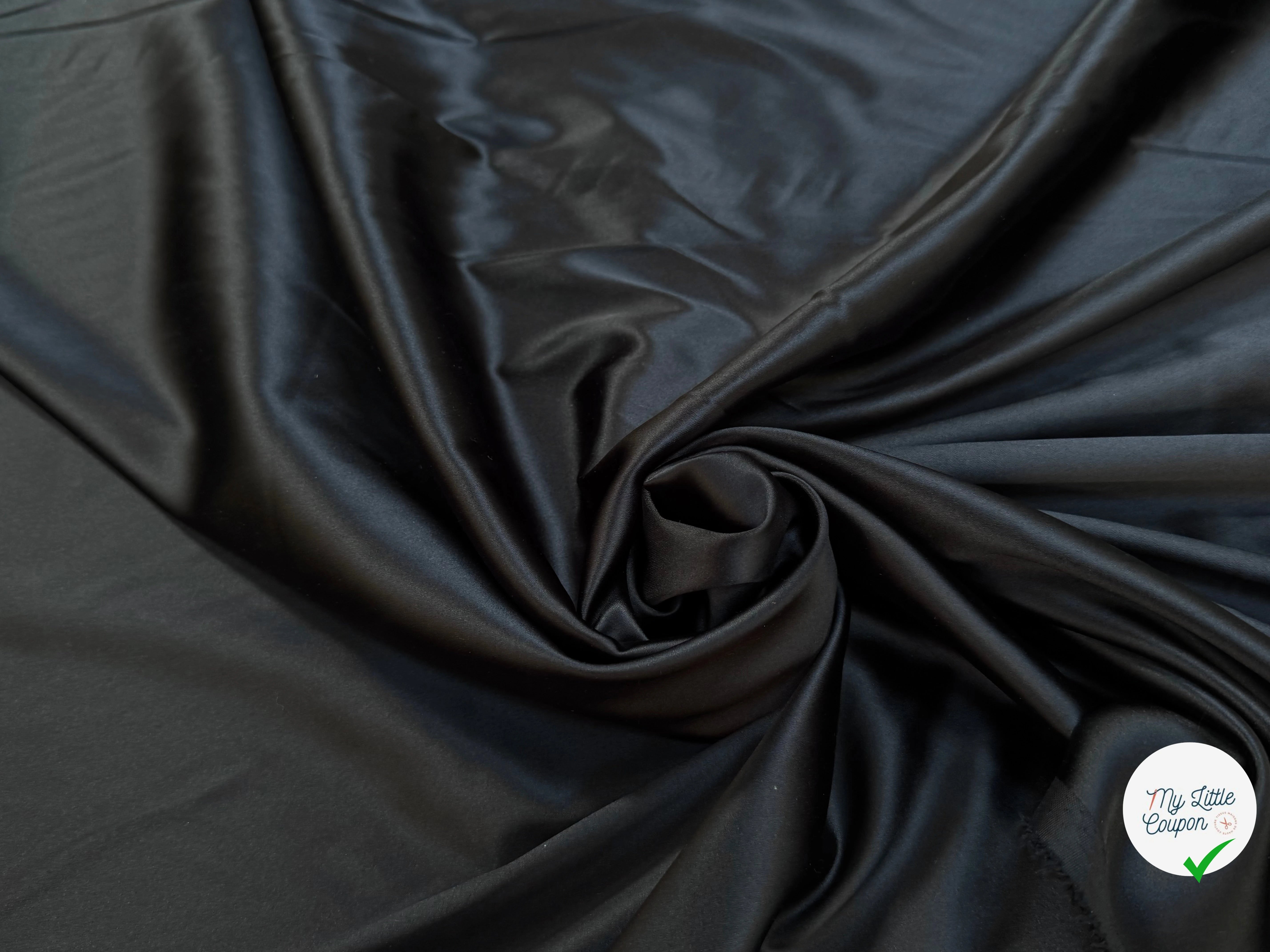 CREPE ENVERS SATIN FLUIDE NOIR 32% ACETATE - My Little Coupon