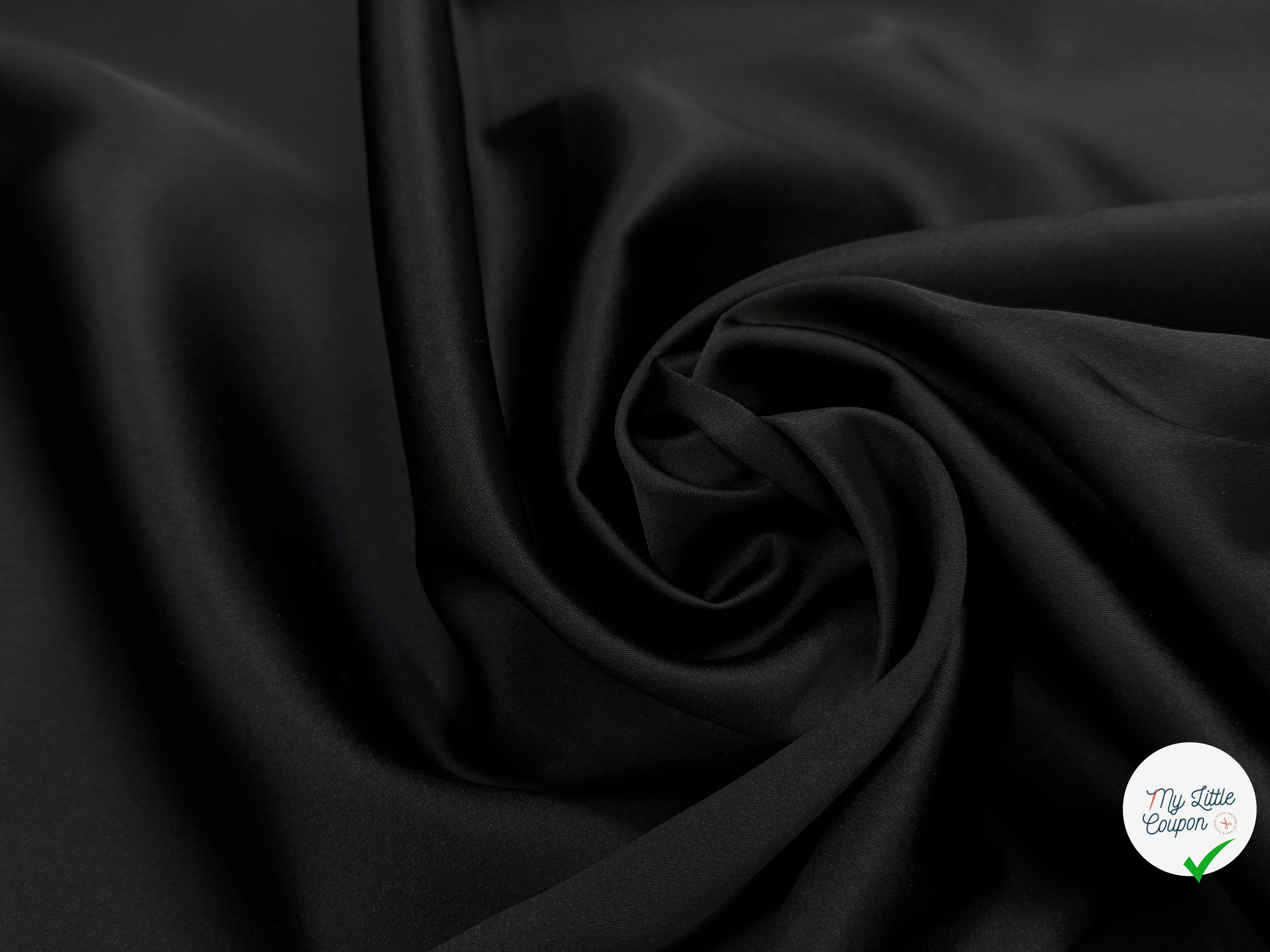 CREPE ENVERS SATIN LOURD FROIDE ACETATE VISCOSE NOIR  STRETCH - My Little Coupon