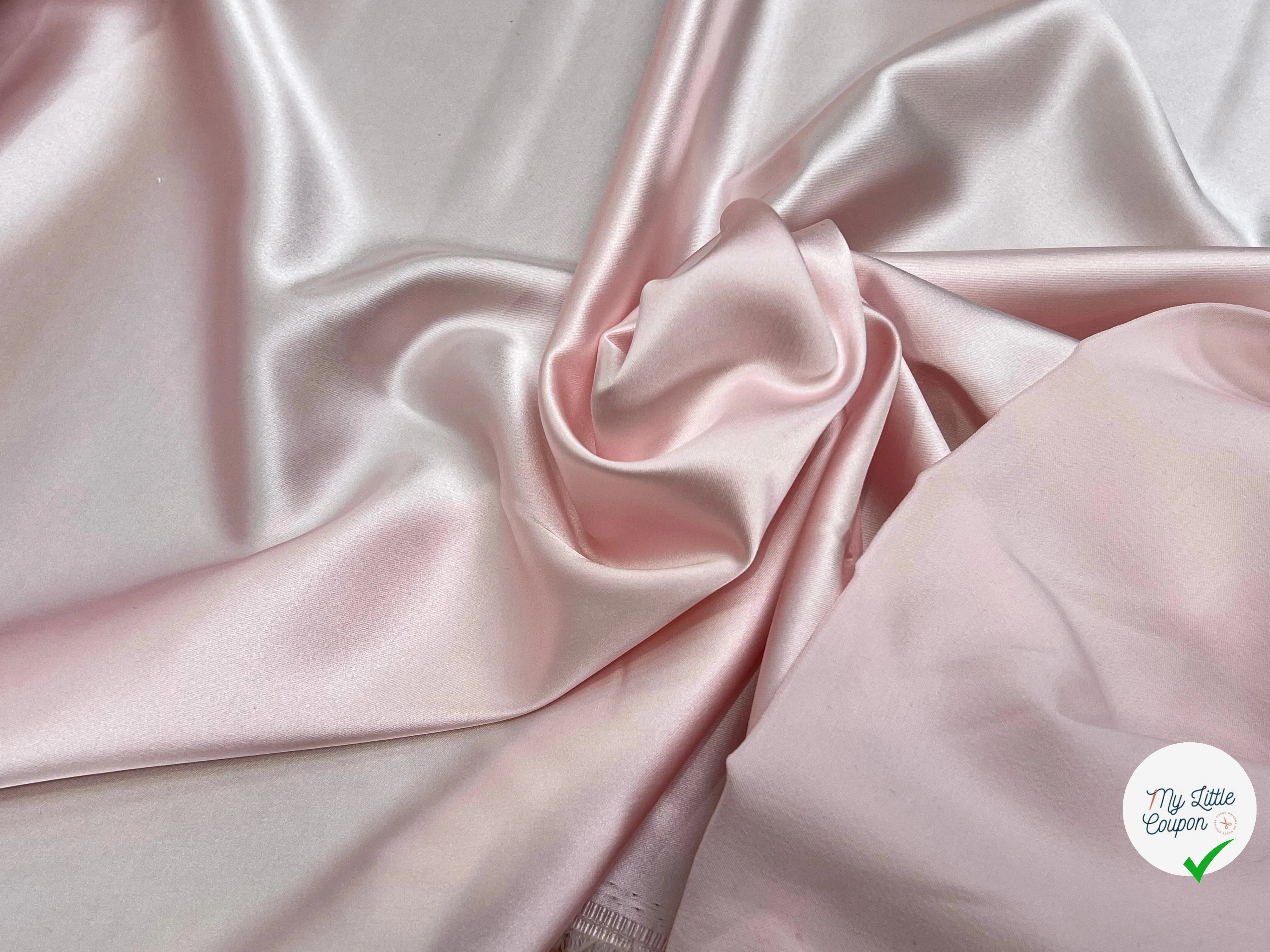 CREPE ENVERS SATIN LOURD ROSE PALE STRETCH - My Little Coupon