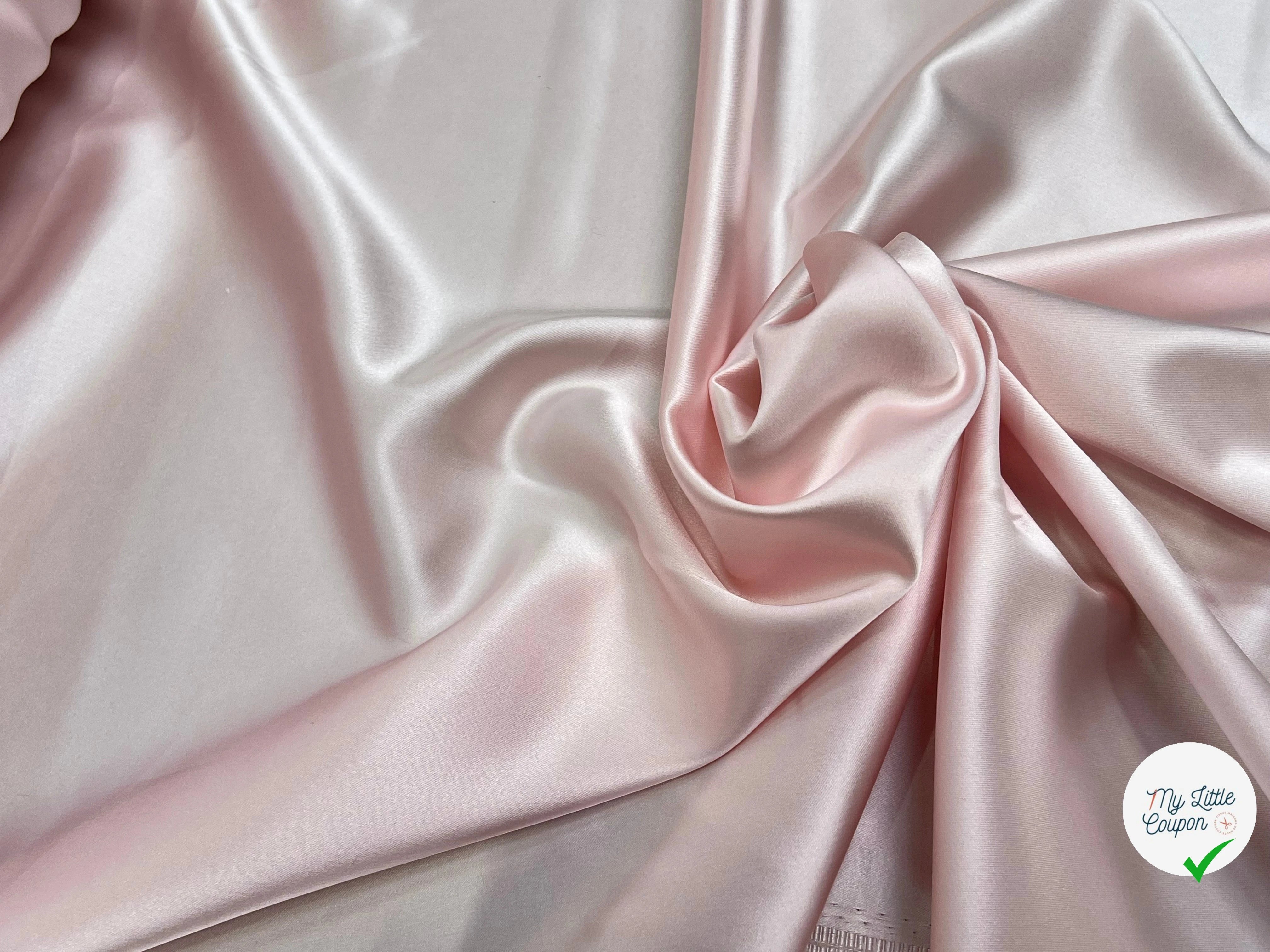 CREPE ENVERS SATIN LOURD ROSE PALE STRETCH - My Little Coupon