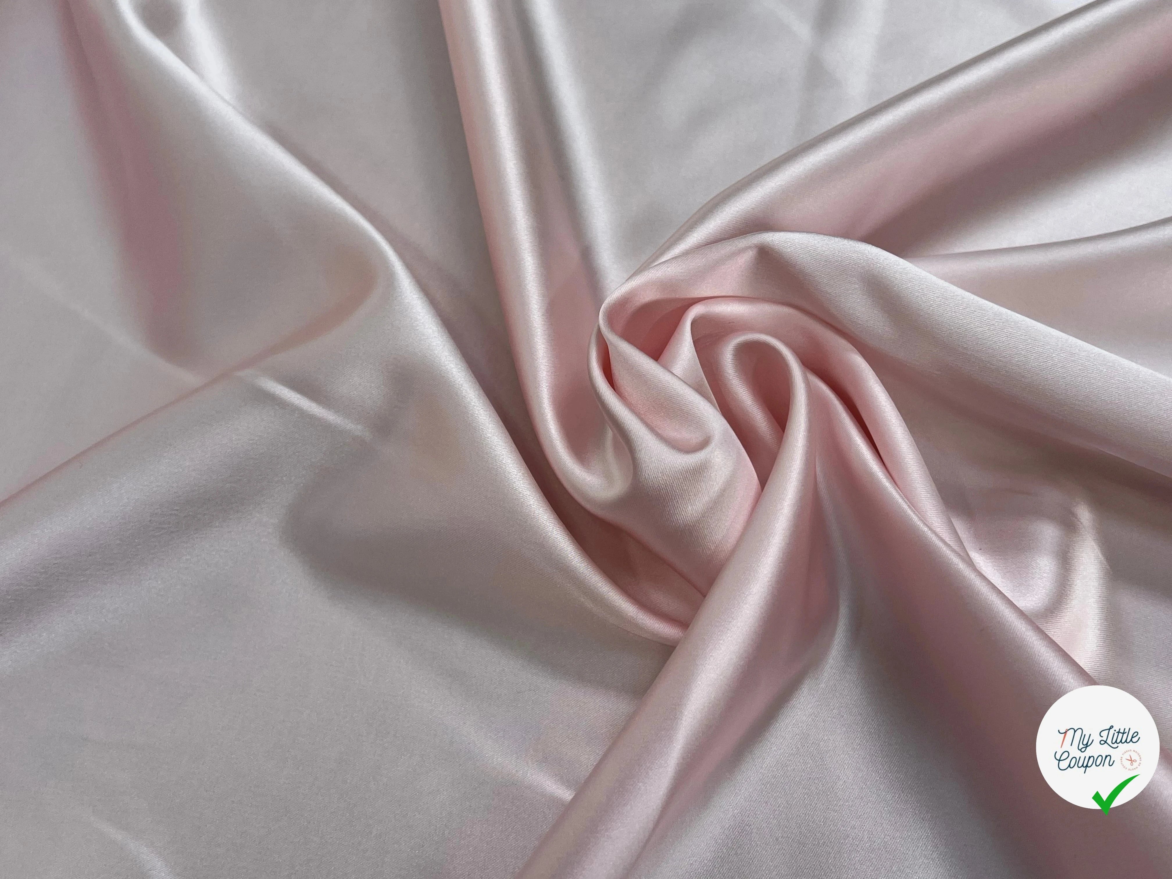 CREPE ENVERS SATIN LOURD ROSE PALE STRETCH - My Little Coupon