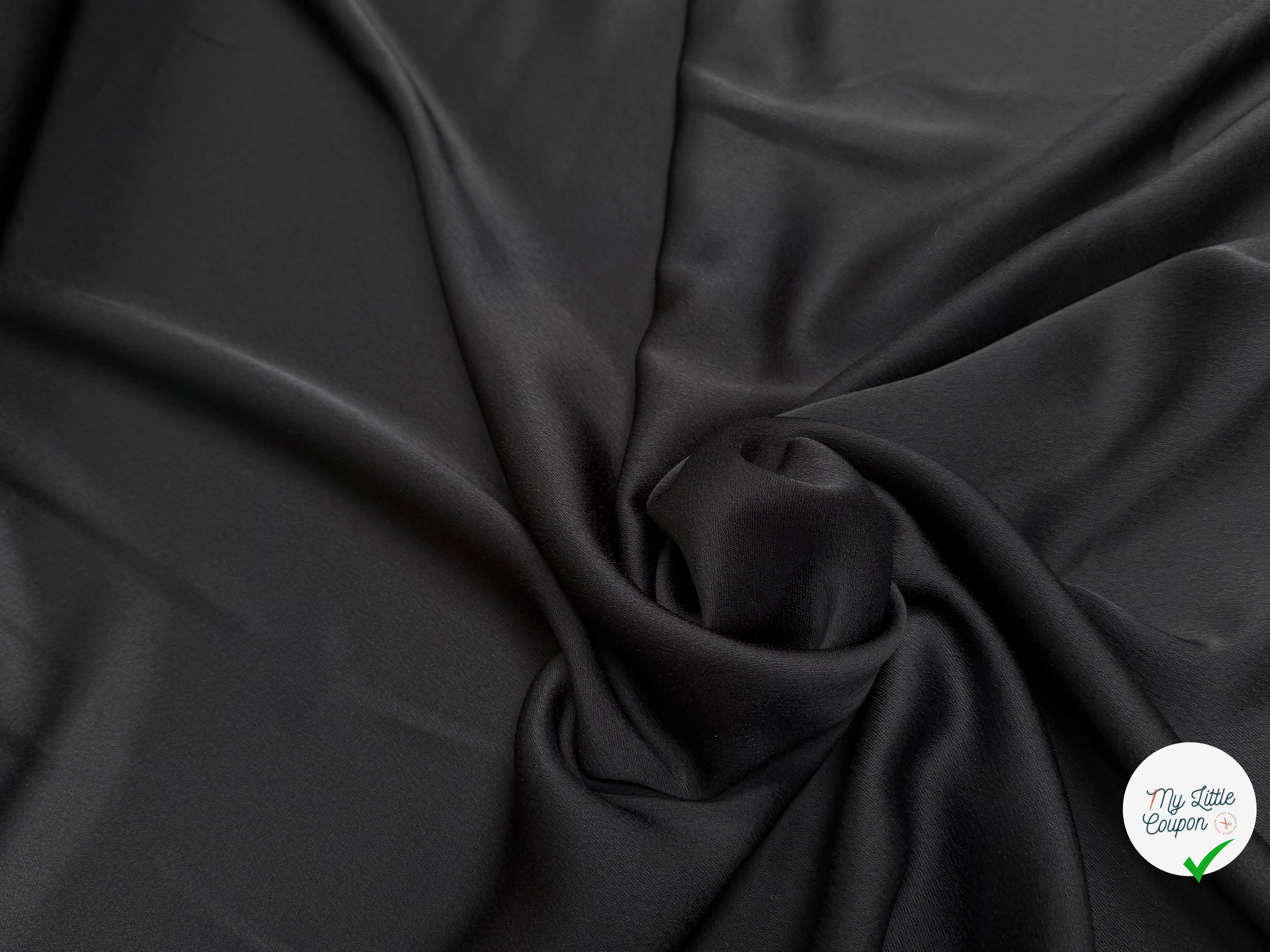 CREPE ENVERS SATIN LOURD TRÈS BEAU TOMBÉ NOIR 390 - My Little Coupon