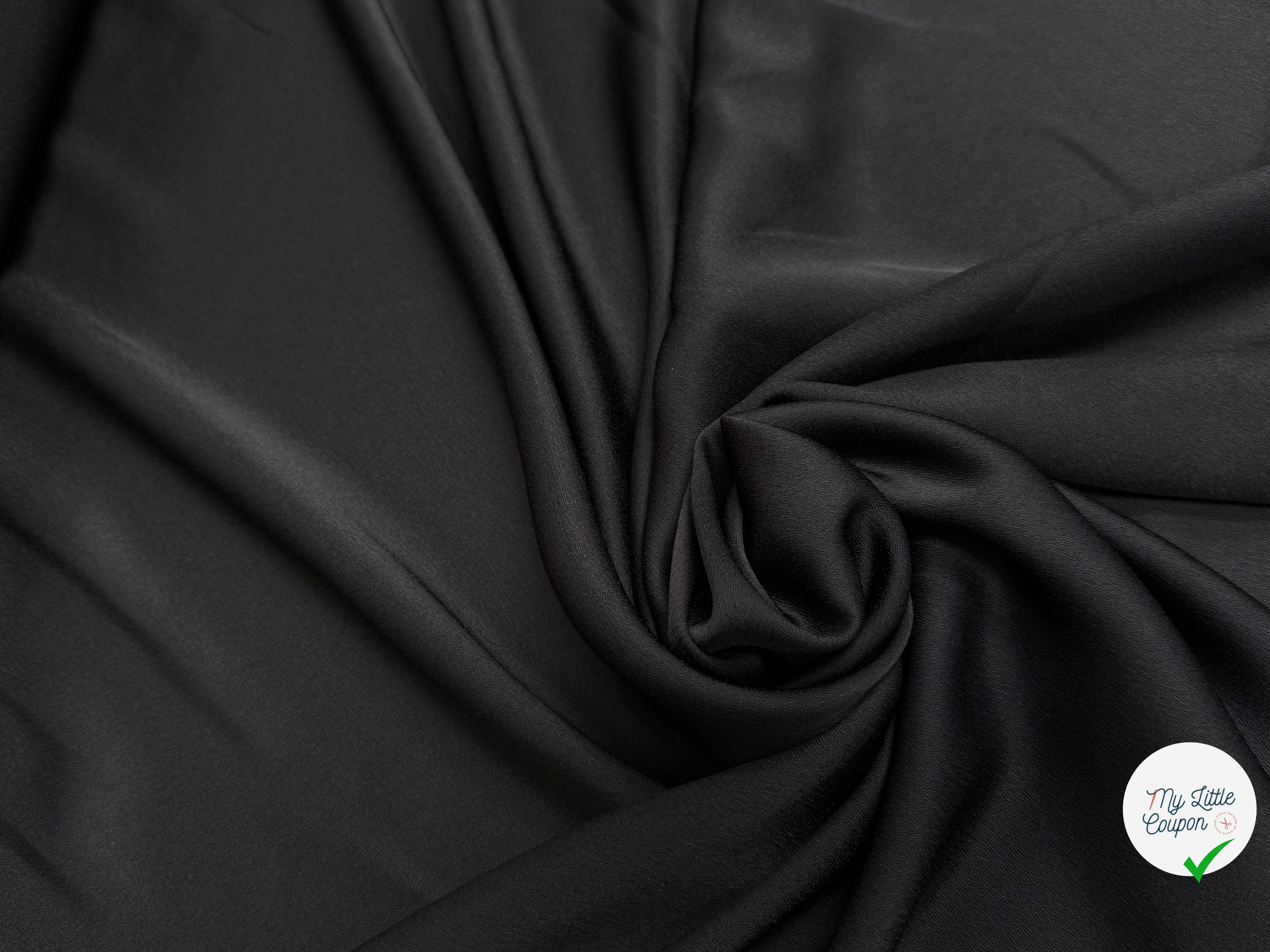 CREPE ENVERS SATIN LOURD TRÈS BEAU TOMBÉ NOIR 390 - My Little Coupon