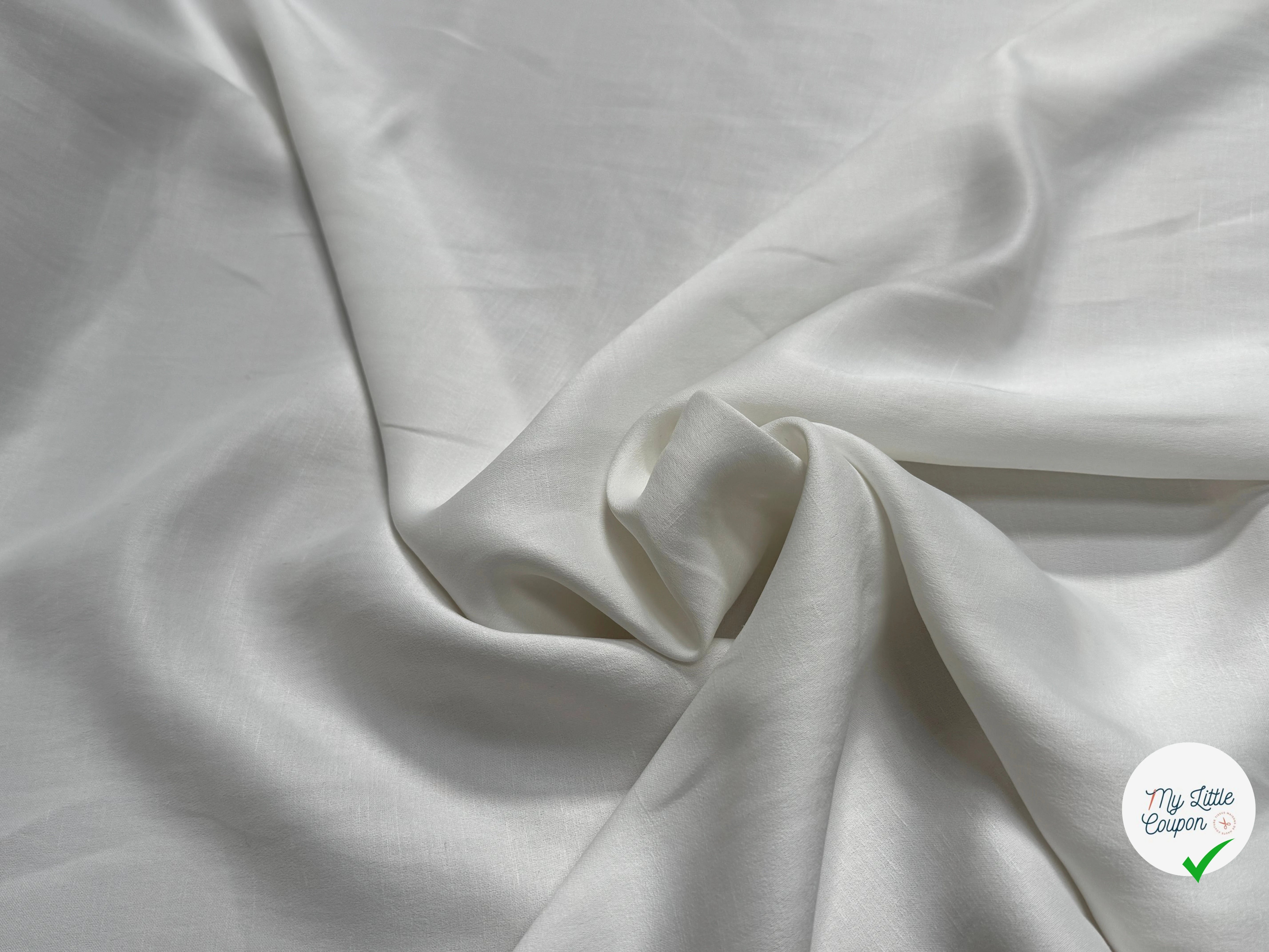 CREPE ENVERS SATIN TEXTURÉ SHANTUNG 100% VISCOSE BLANC BEAU TOMBÉ - My Little Coupon