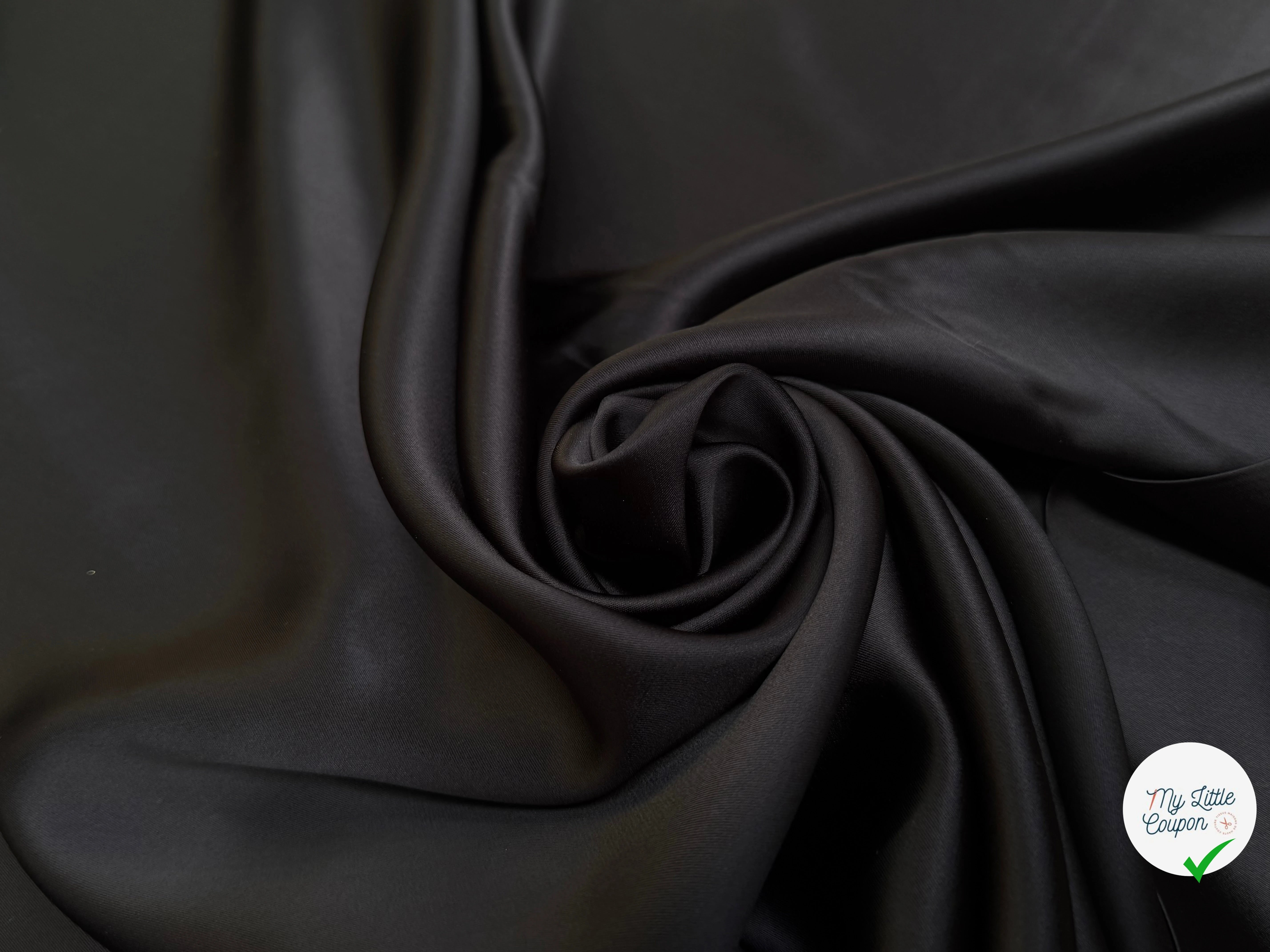 CREPE ENVERS SATIN VISCOSE BEAU TOMBÉ BROWN NOIR - My Little Coupon