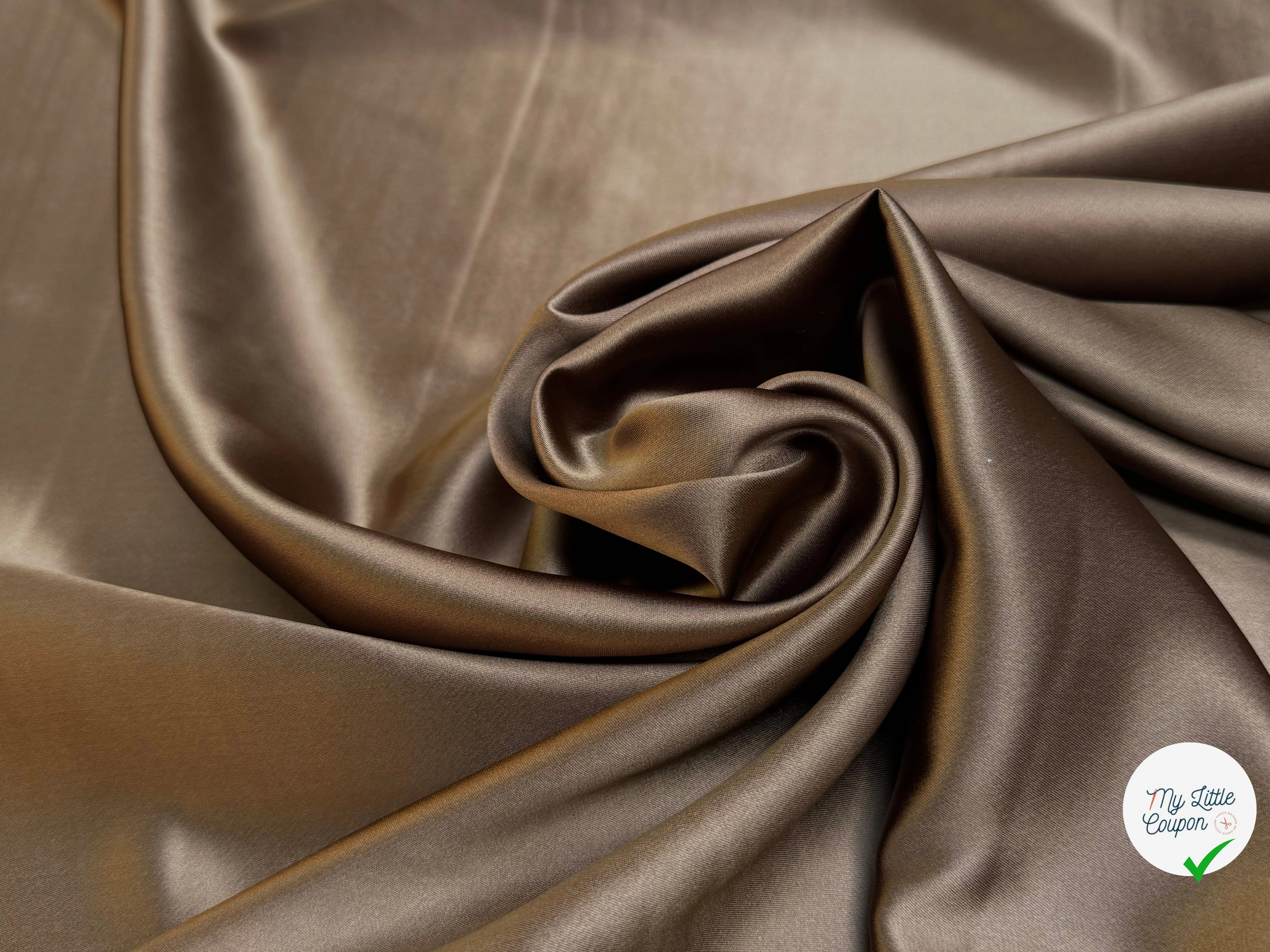 CREPE ENVERS SATIN VISCOSE BEAU TOMBÉ MARRON GLACÉ - My Little Coupon