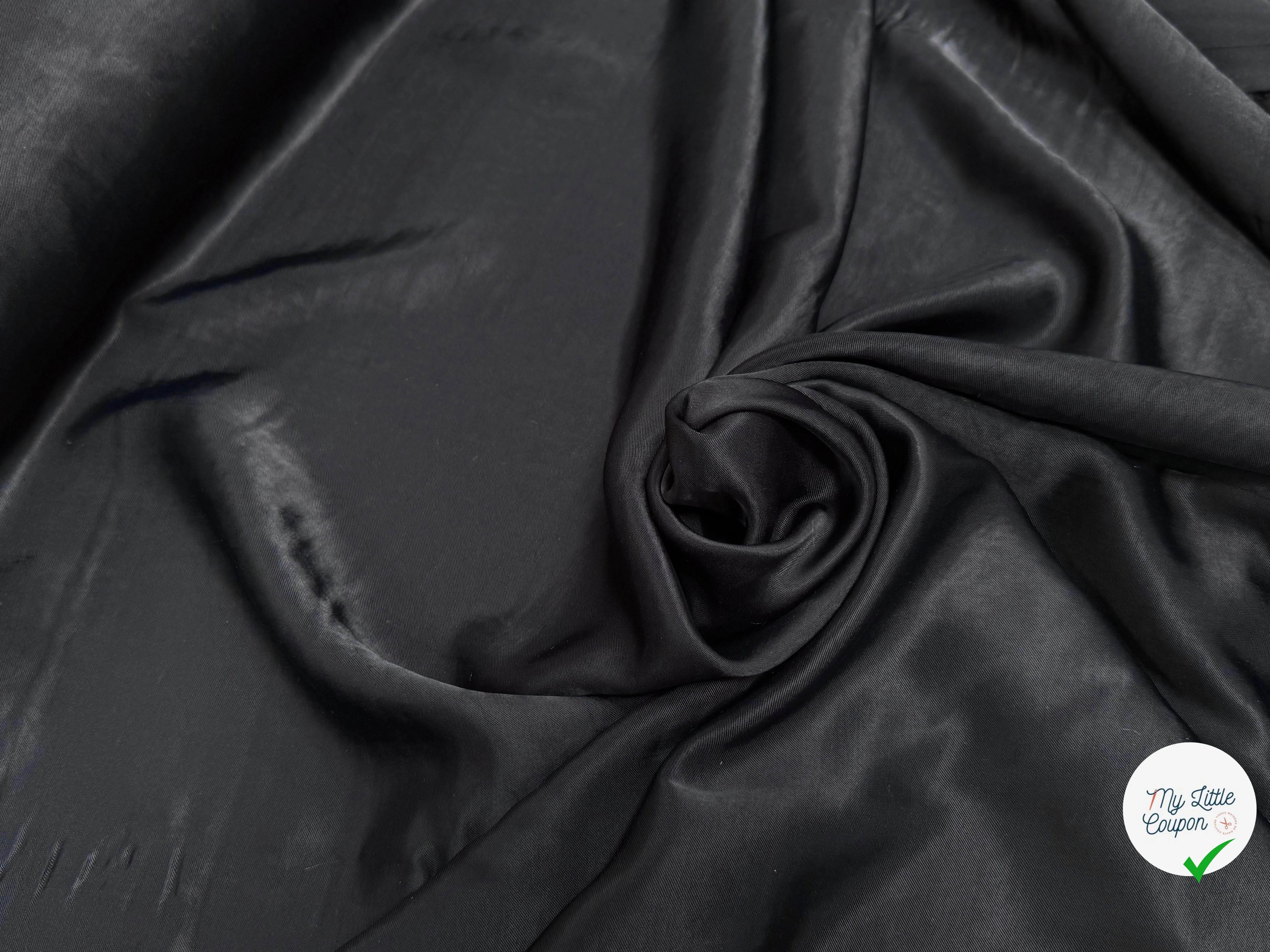 CREPE ENVERS SATIN VISCOSE FLUIDE NOIR BEAU TOUCHER - My Little Coupon