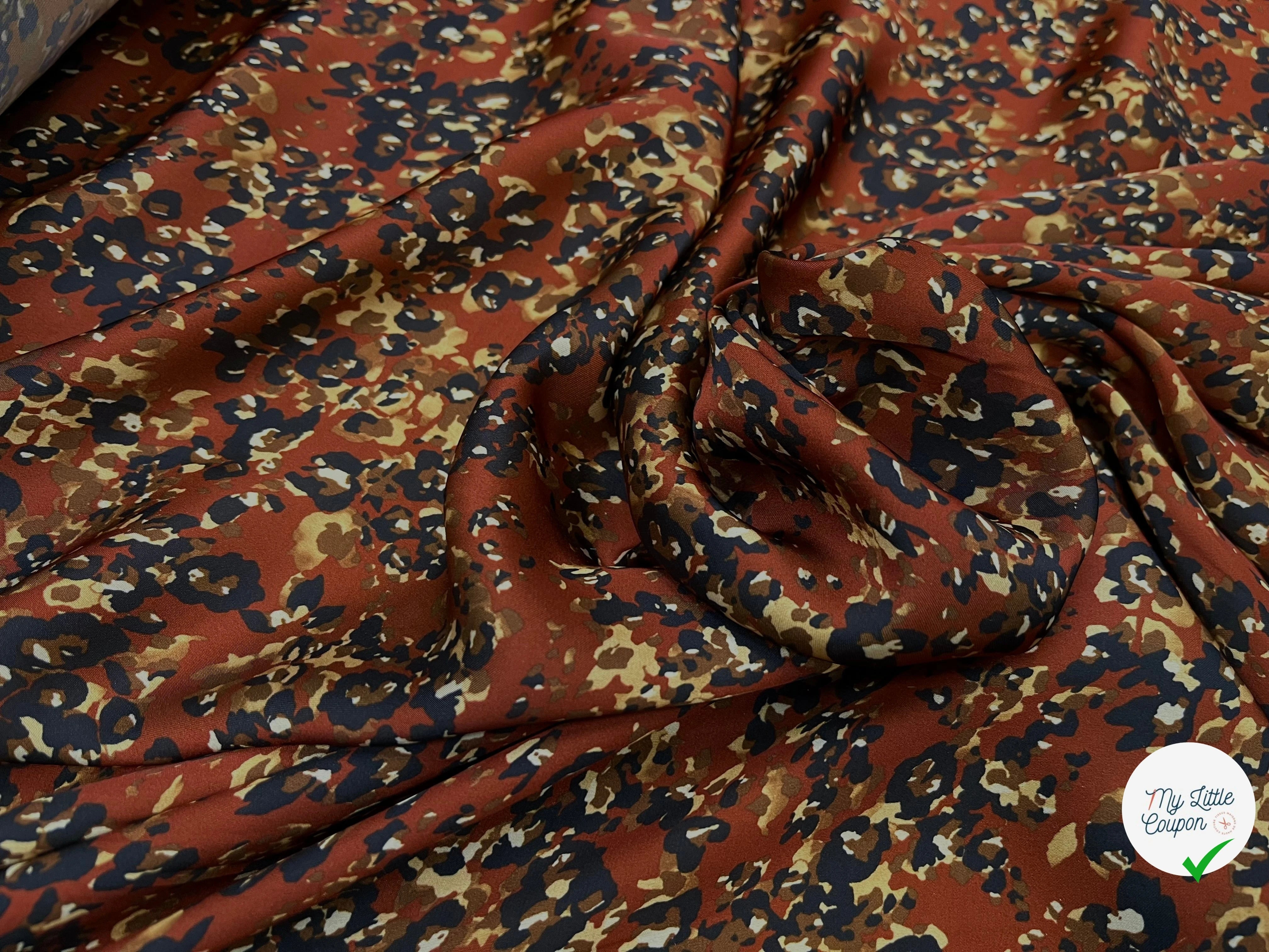 CREPE FLEURS ABSTRAITE NOIR&FOND MARRON ET FLUIDE - My Little Coupon