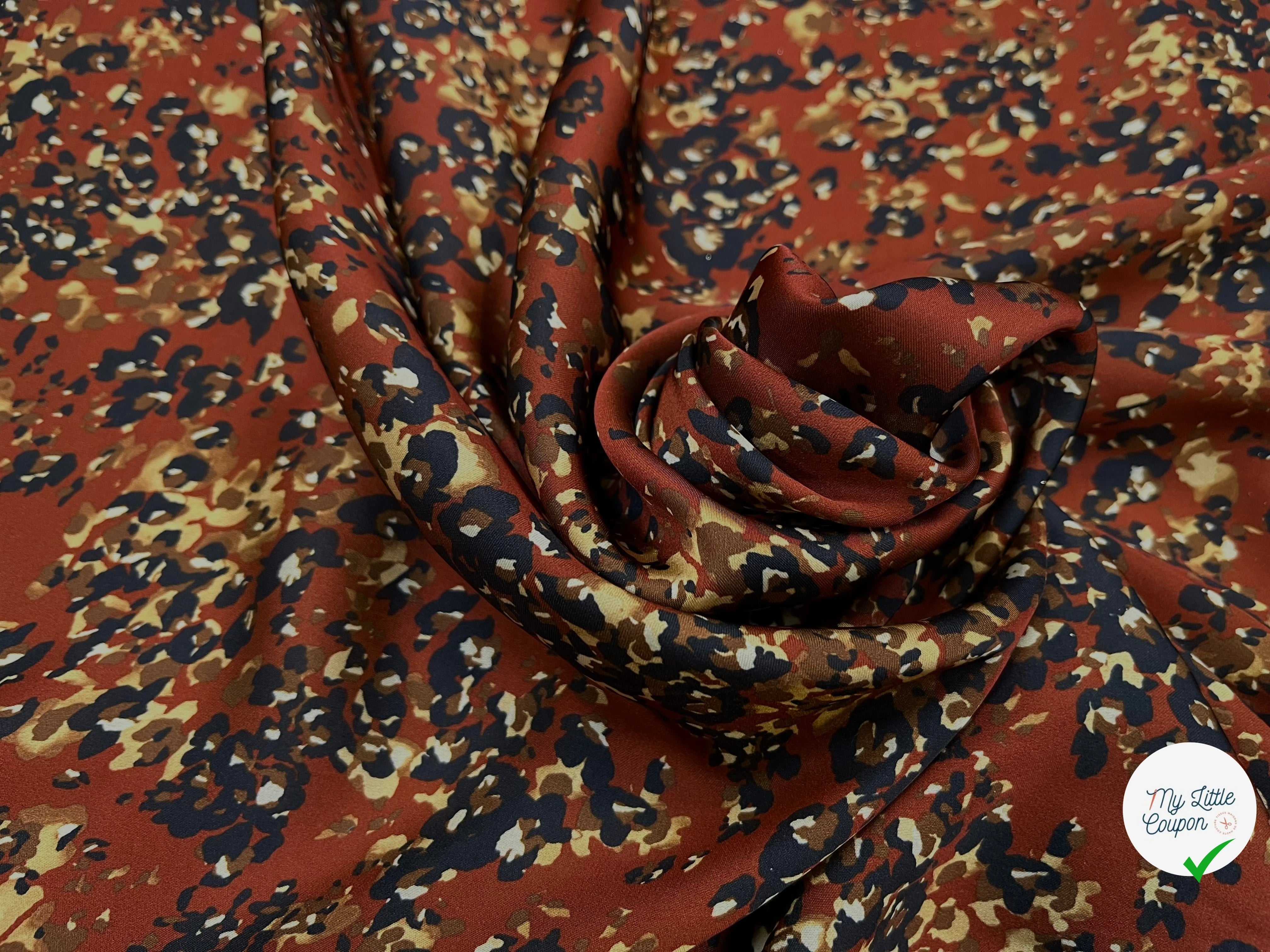 CREPE FLEURS ABSTRAITE NOIR&FOND MARRON ET FLUIDE - My Little Coupon