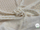 CREPE FLUIDE ÉCRU MOTIF FEUILLAGES OR - My Little Coupon