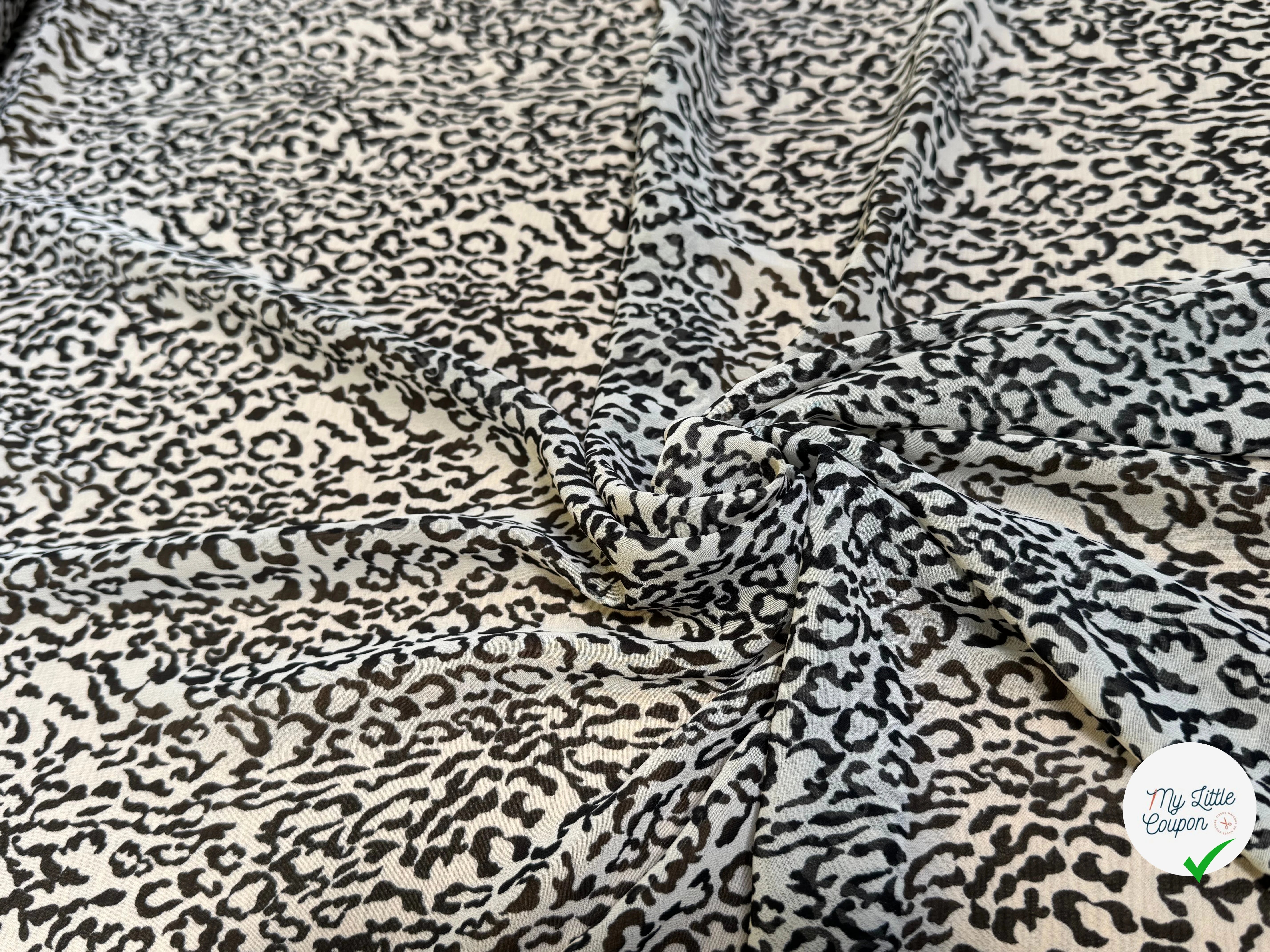CREPE FLUIDE FOND ÉCRU MOTIF ANIMAL NOIR - My Little Coupon