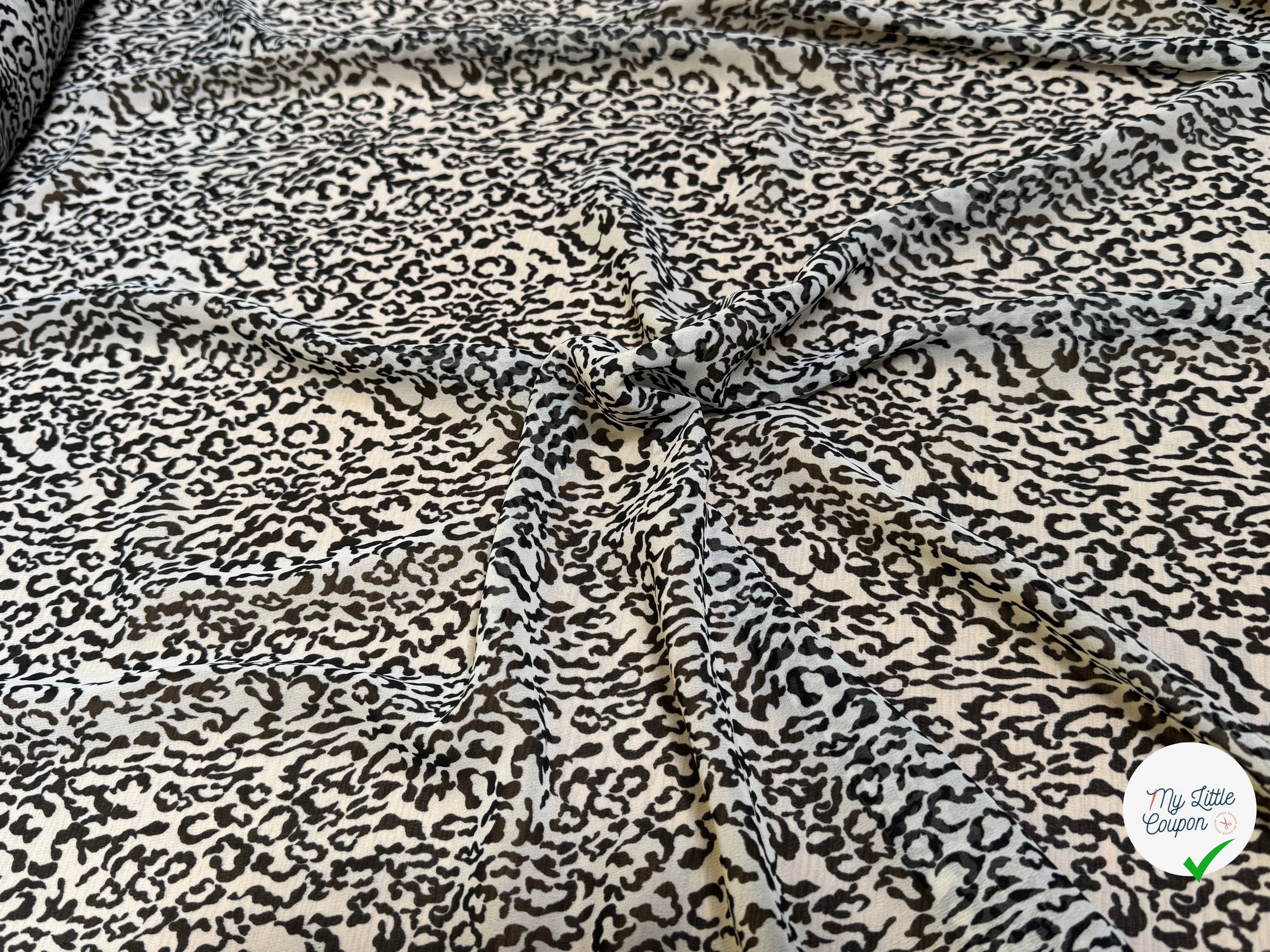 CREPE FLUIDE FOND ÉCRU MOTIF ANIMAL NOIR - My Little Coupon